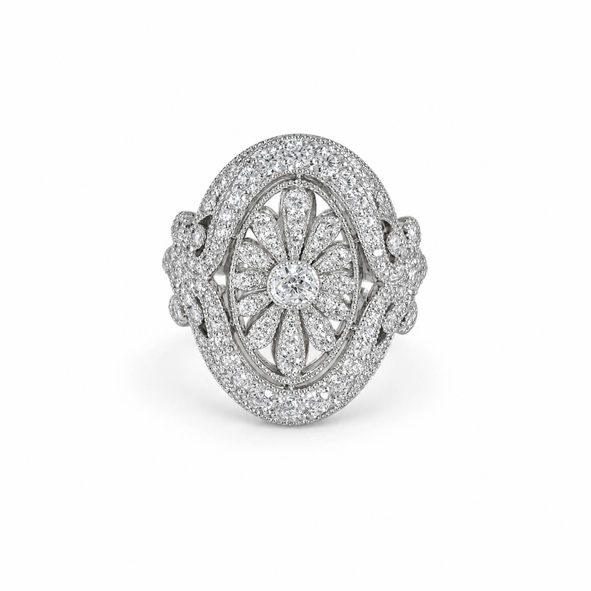 Leokadia White Daisy Floral Ring