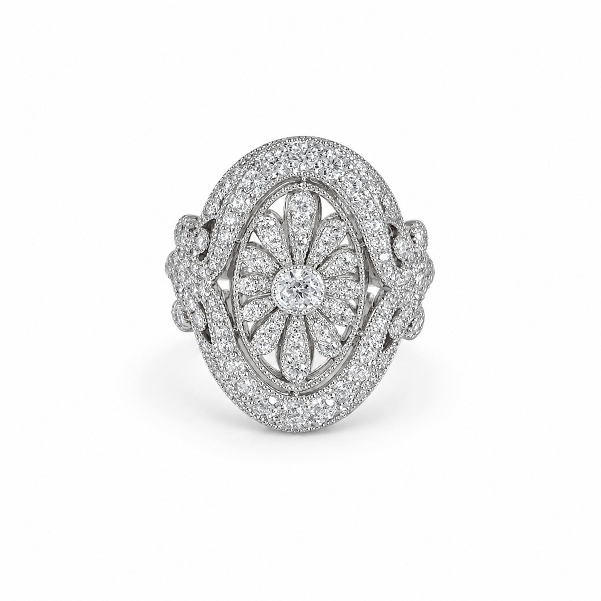 Leokadia White Daisy Floral Ring