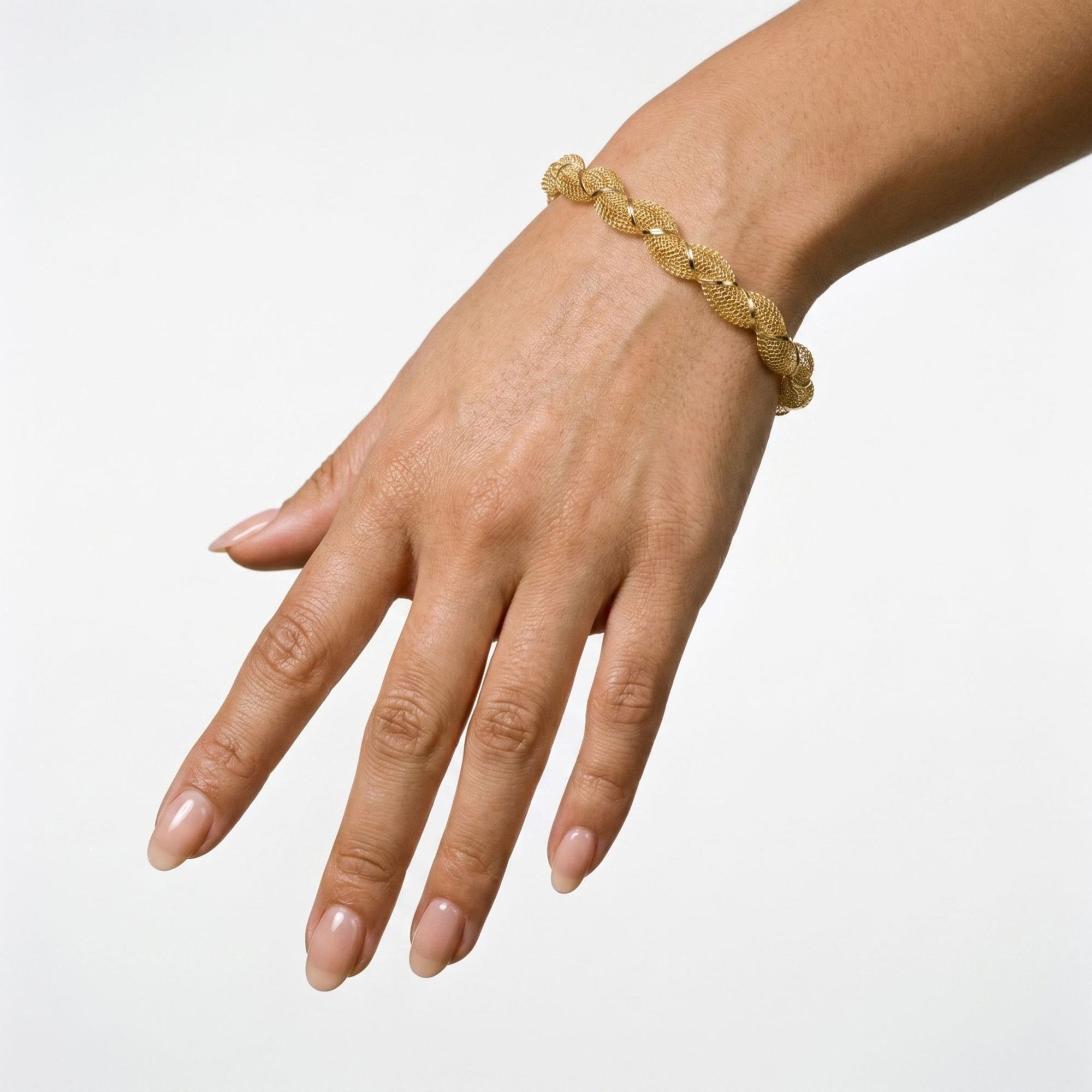 Leona 14K Gold Twisted Woven Mesh Bracelet