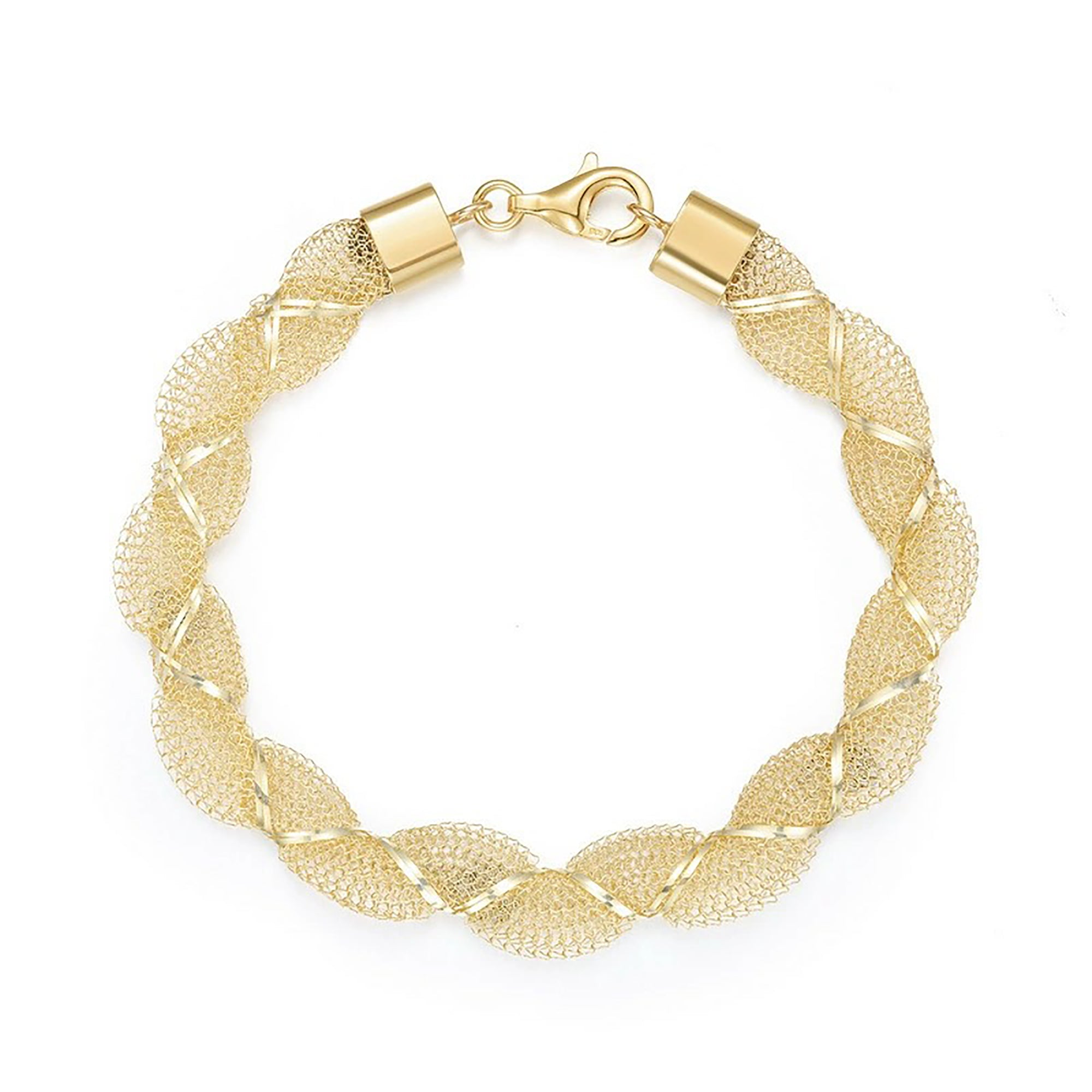 Leona 14K Gold Twisted Woven Mesh Bracelet