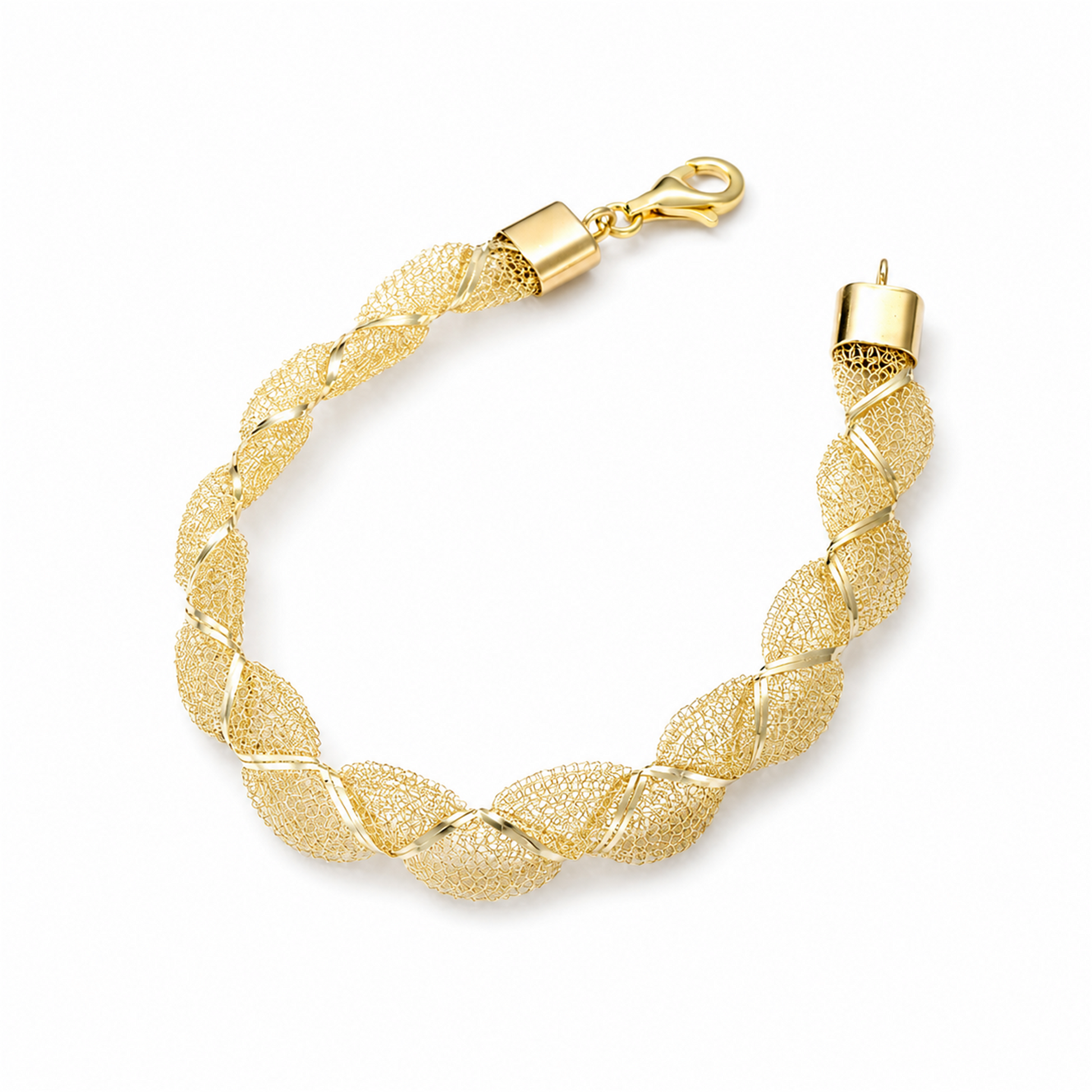 Leona 14K Gold Twisted Woven Mesh Bracelet