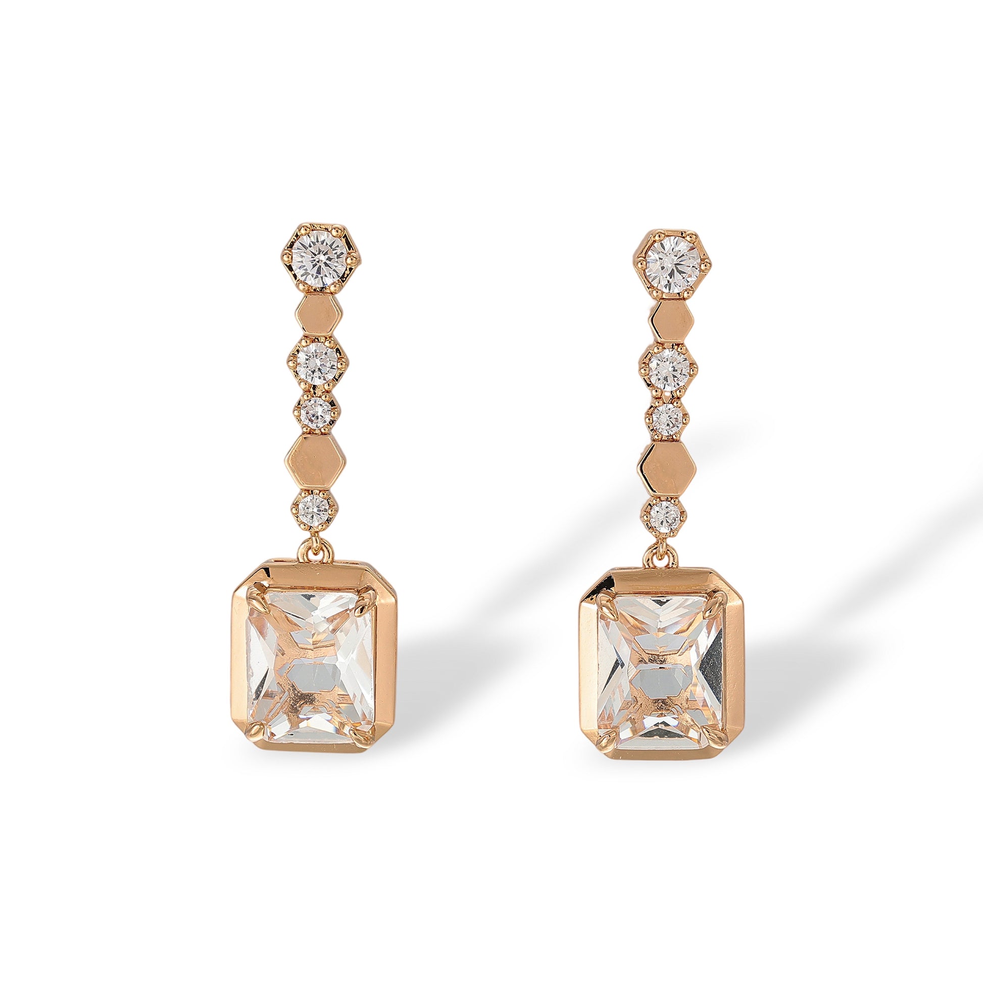 Letty 14K Gold Hexagonal Rectangular Drop Earrings