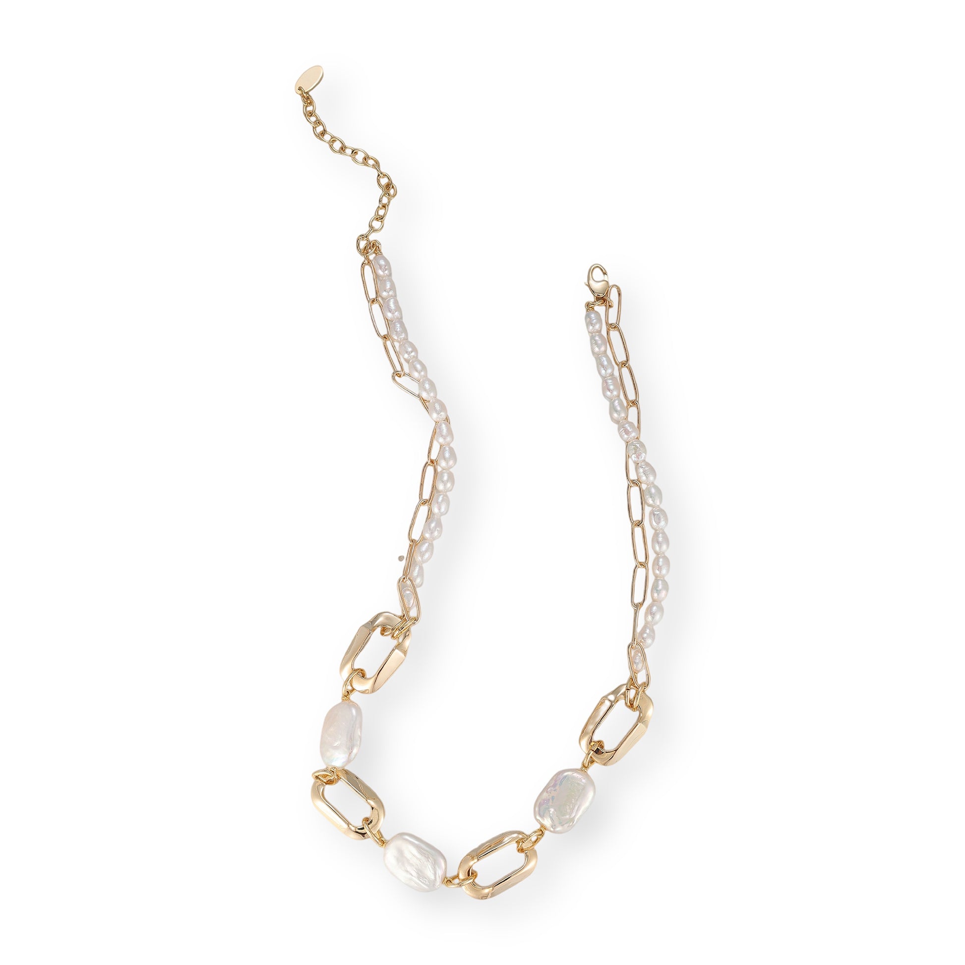 Levke 14K Gold Baroque Pearl Paperclip Link Necklace