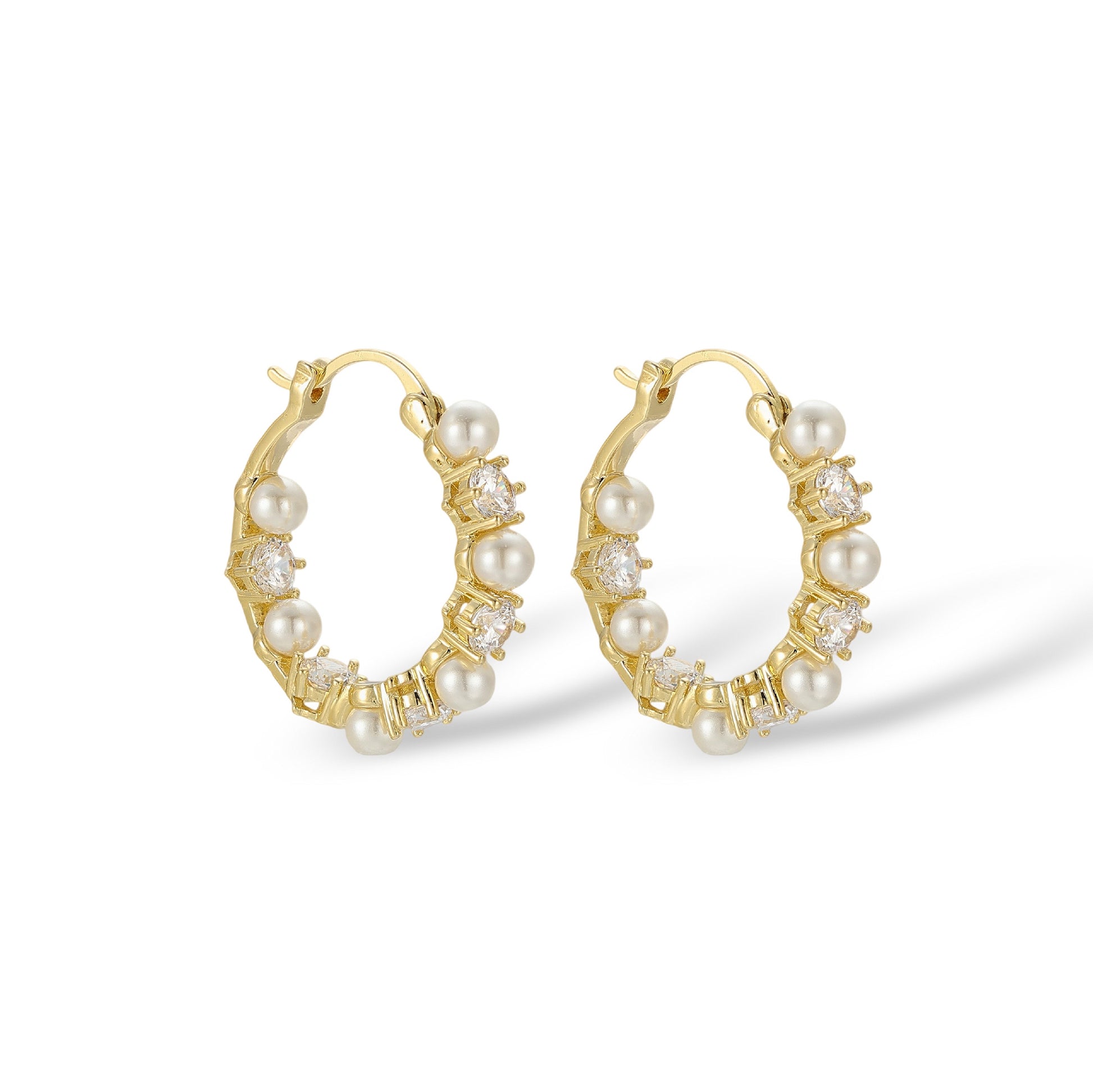 Lilly 14K Gold Pearl Hoop Earrings