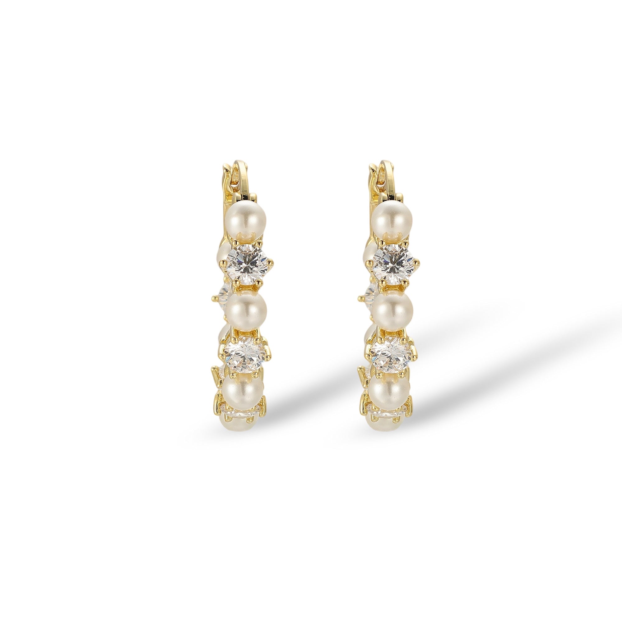 Lilly 14K Gold Pearl Hoop Earrings
