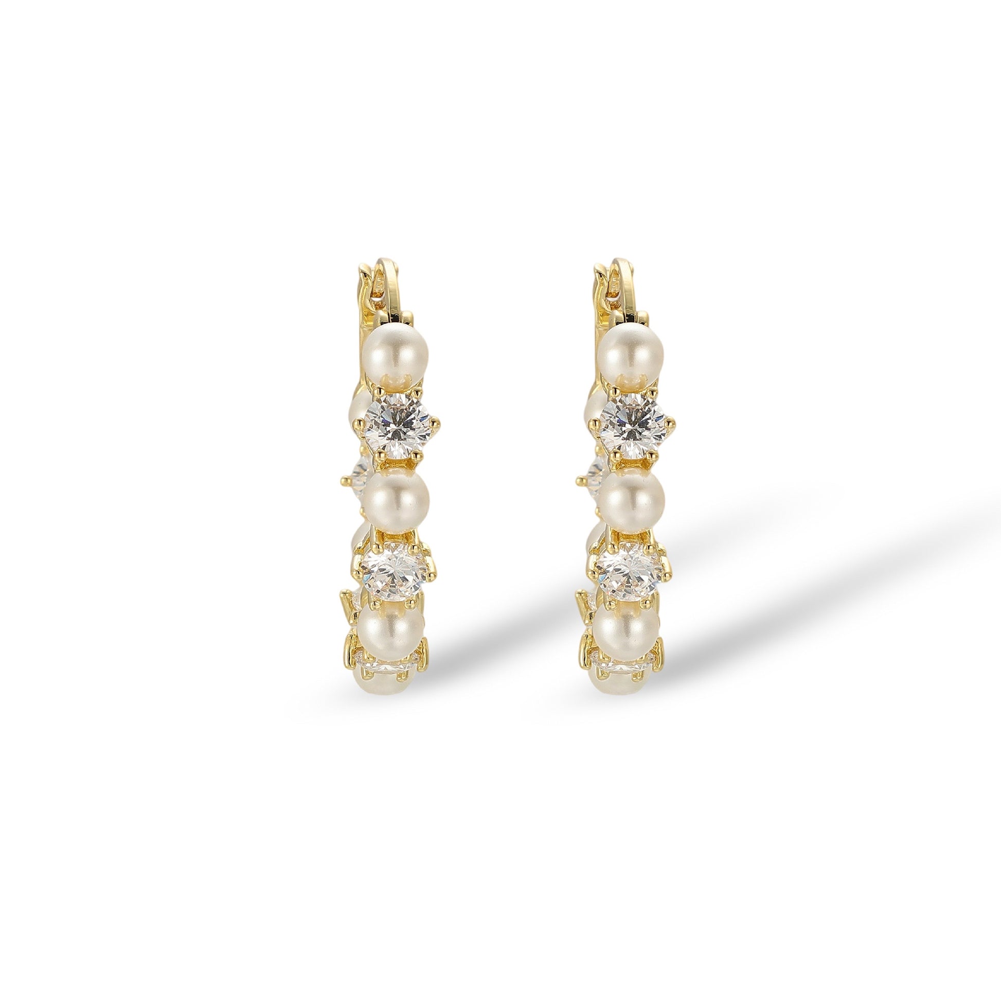 Lilly 14K Gold Pearl Hoop Earrings