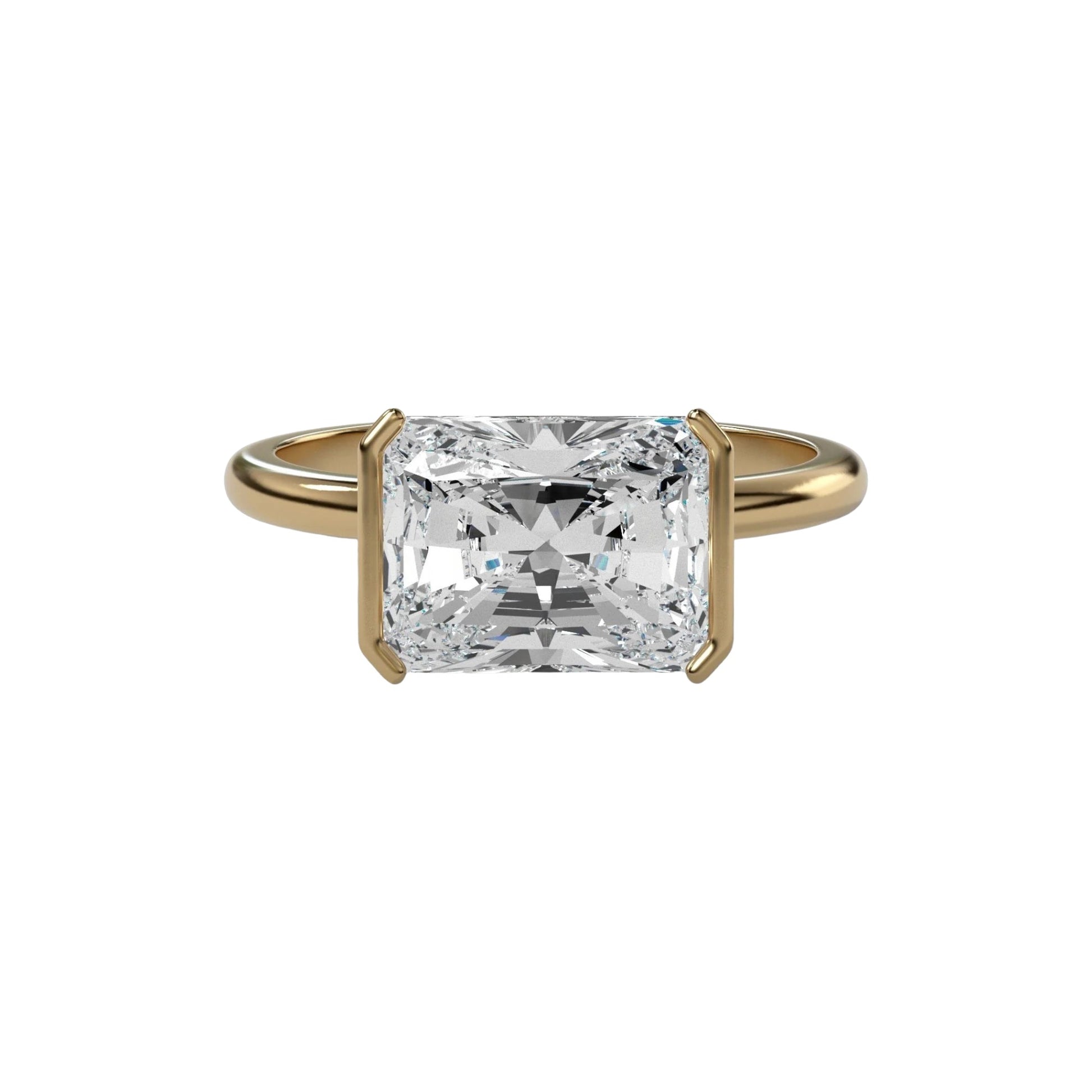 Lilou 14K Gold East West Half Rectangular Ring