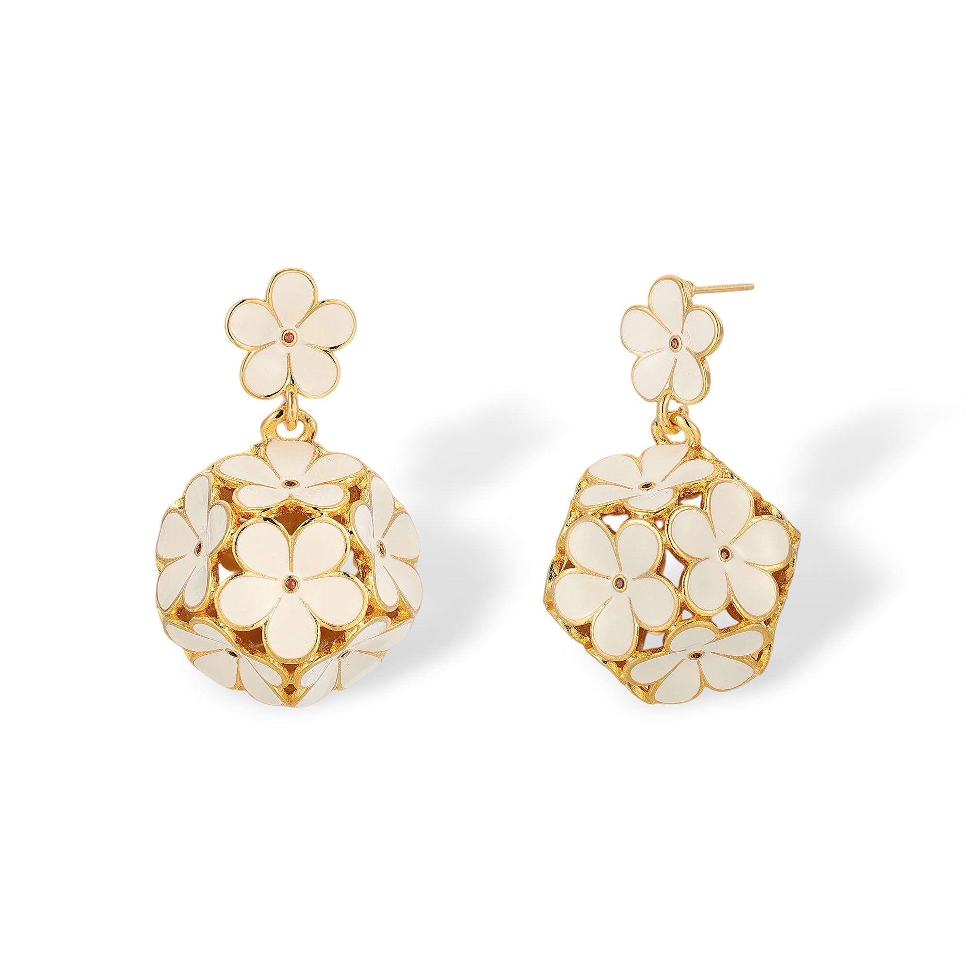 Lioba White Floral Drop Earrings