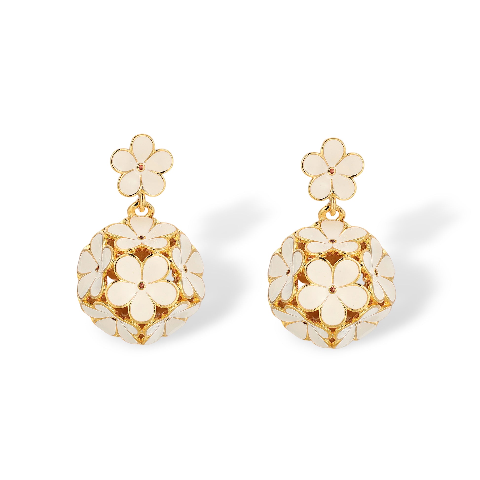 Lioba White Floral Drop Earrings