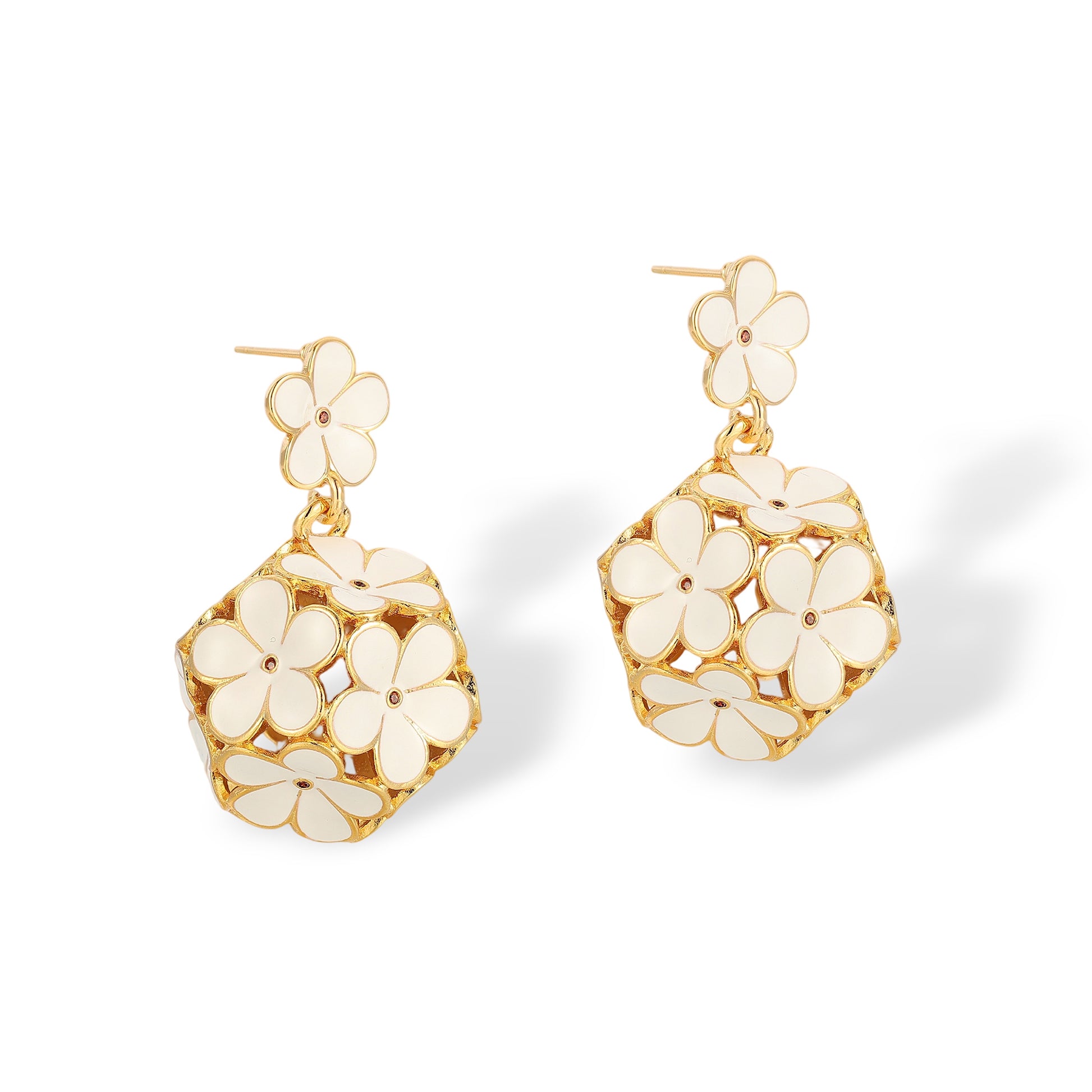 Lioba White Floral Drop Earrings