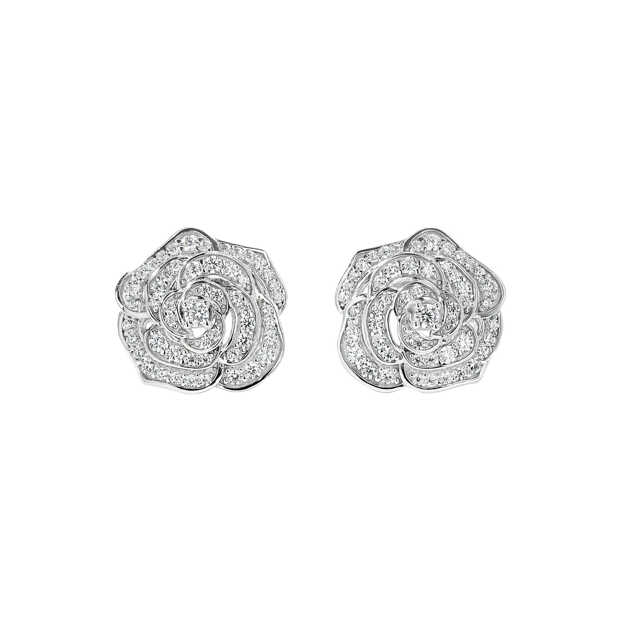 Lisanne White Rose Floral Stud Earrings