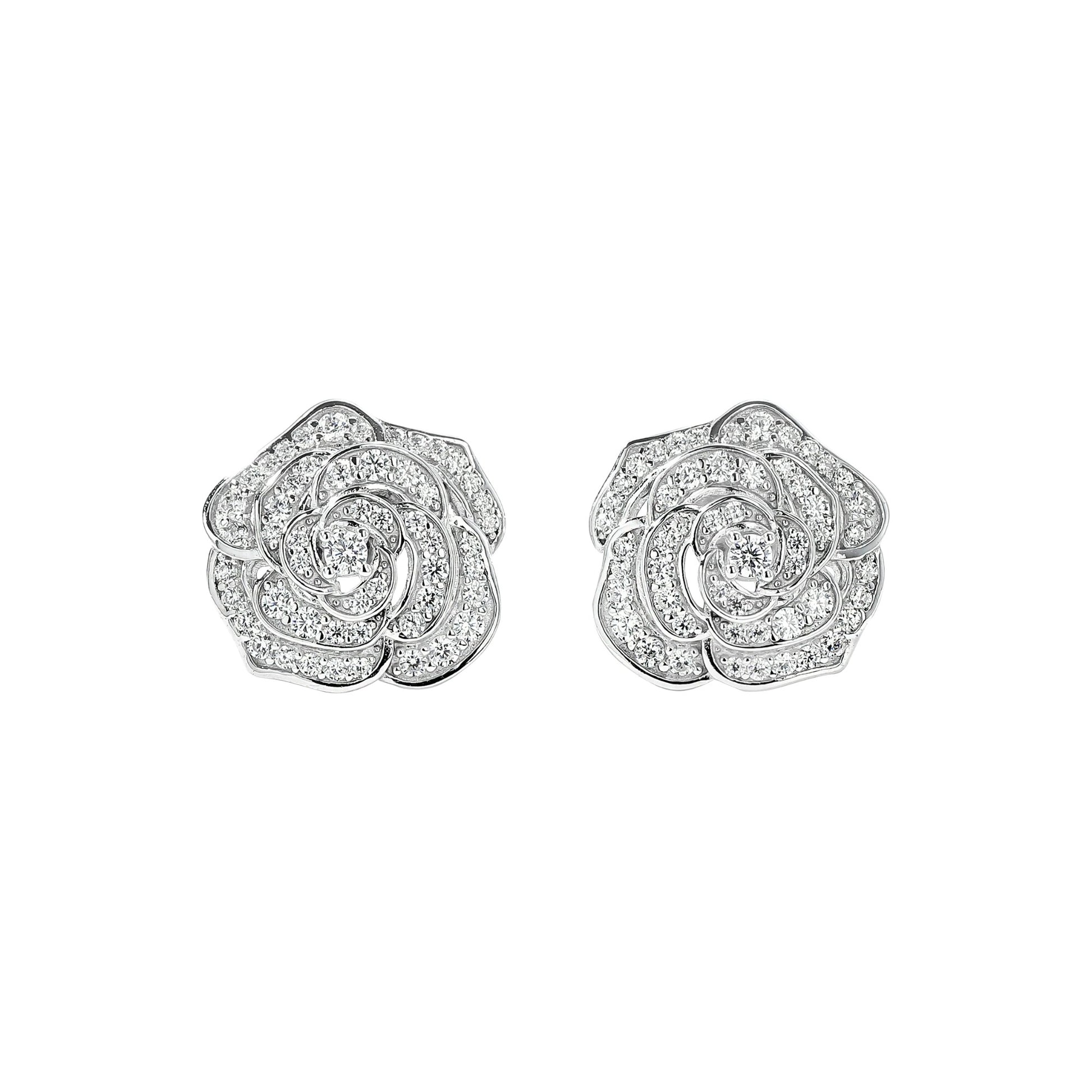Lisanne White Rose Floral Stud Earrings
