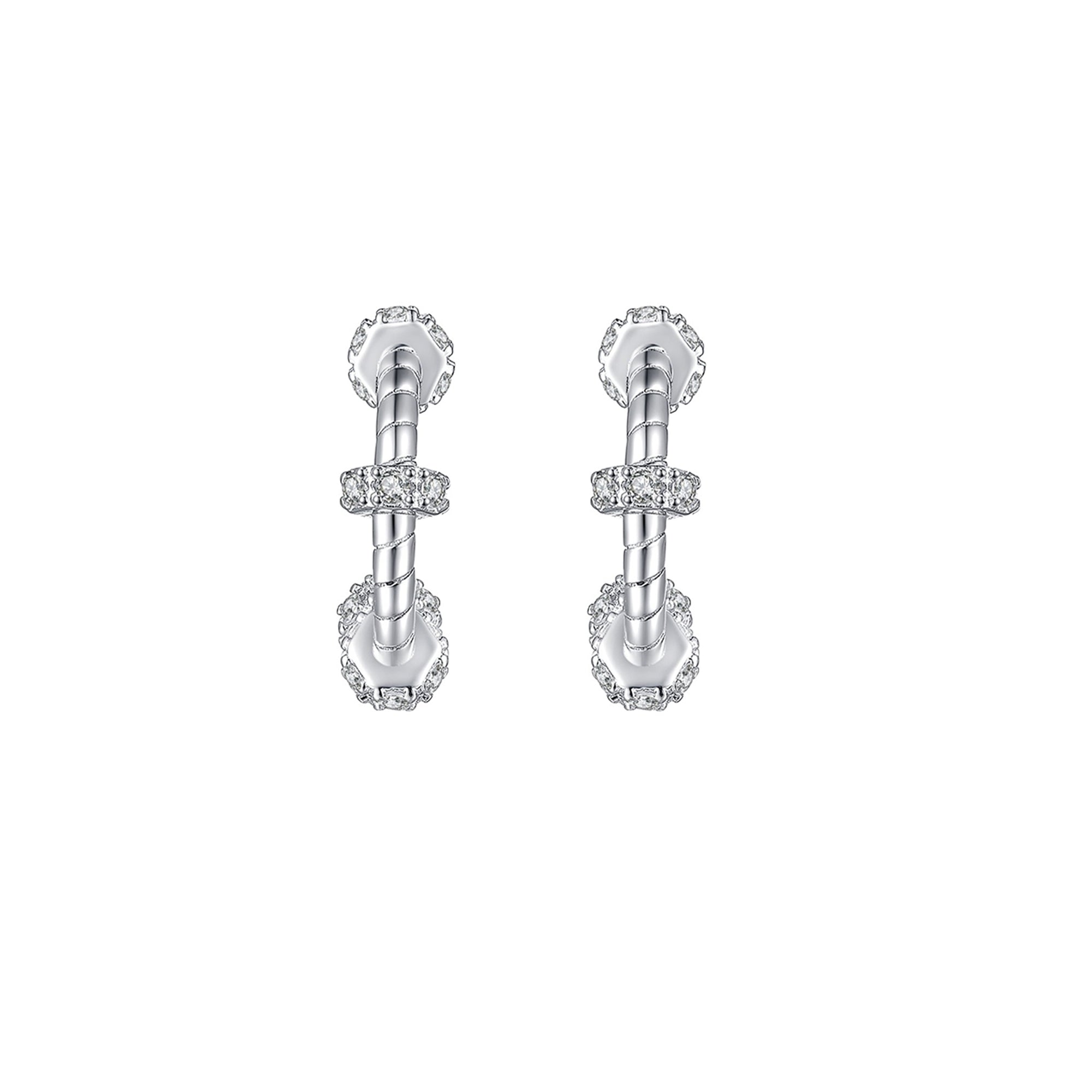 Lizéa White Twisted C Earrings