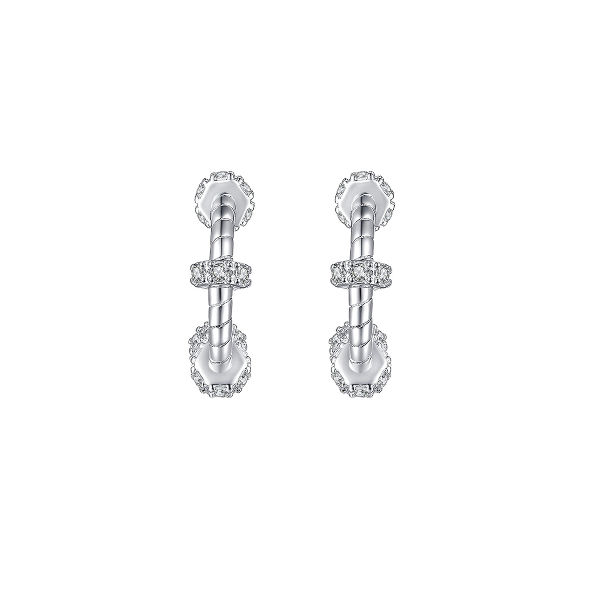 Lizéa White Twisted C Earrings