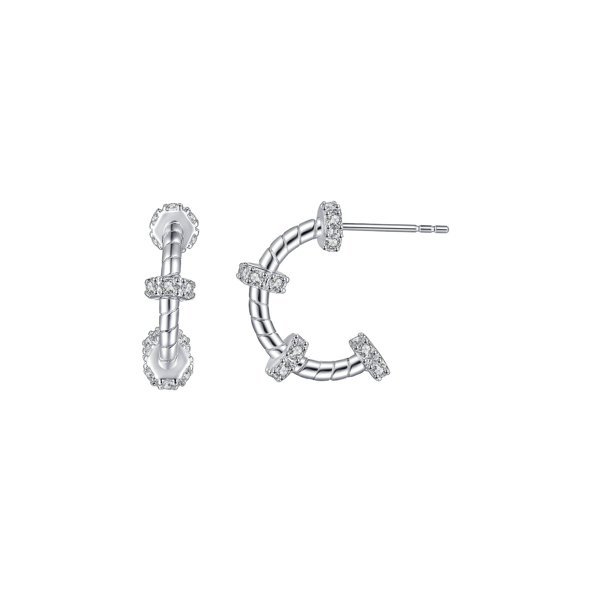 Lizéa White Twisted C Earrings