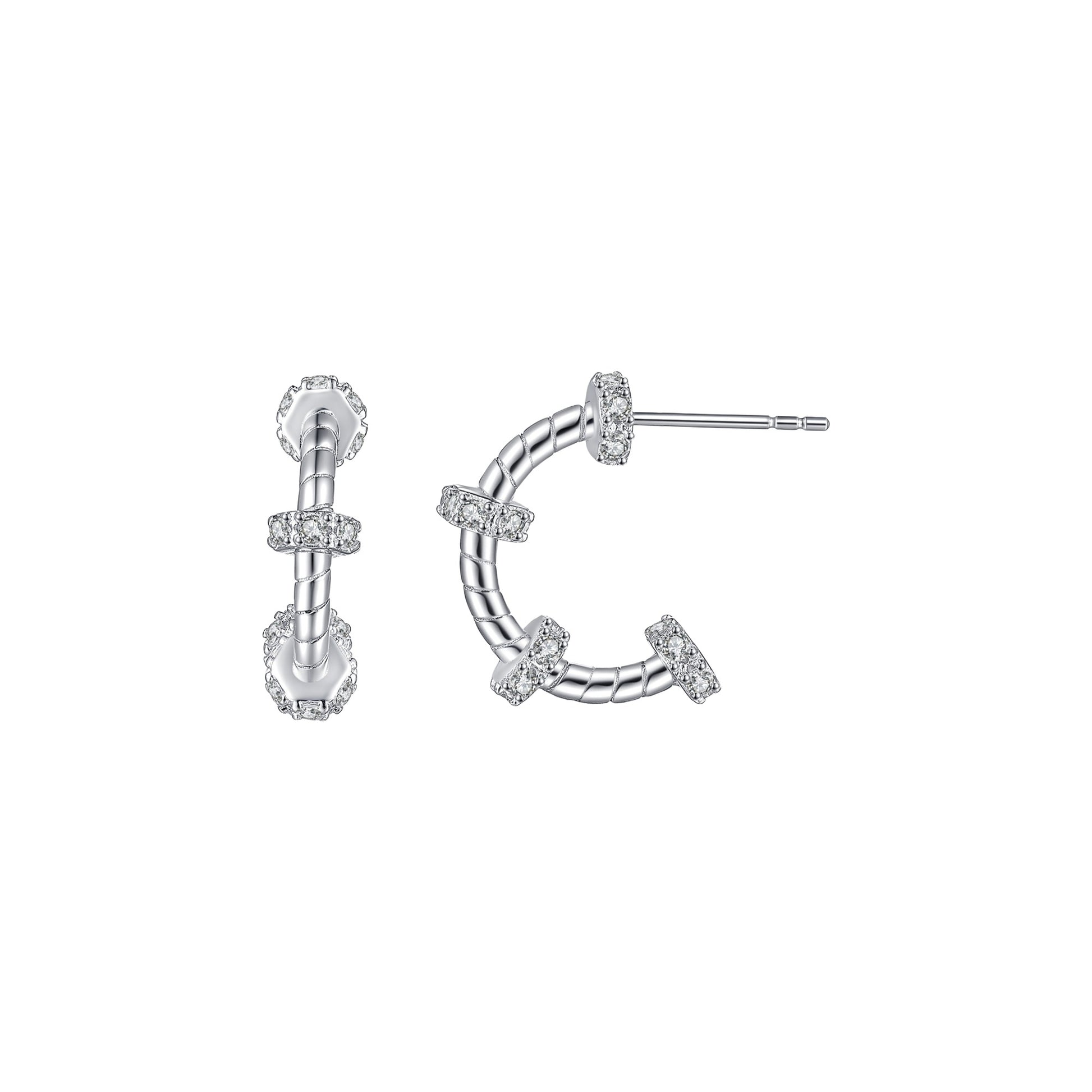 Lizéa White Twisted C Earrings