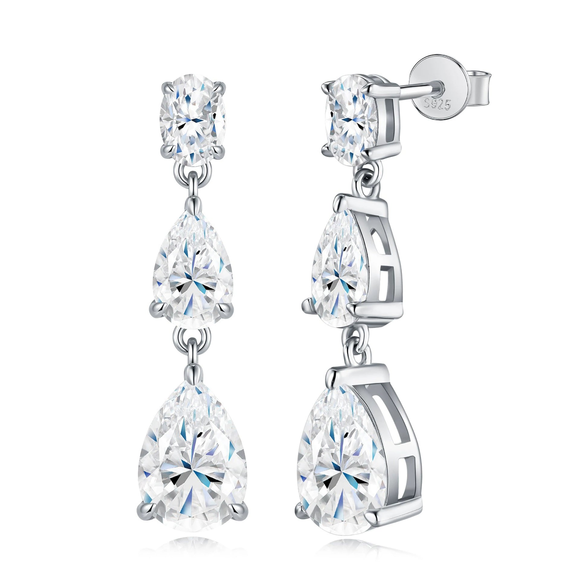 Loreen White Oval Teardrop Moissanite Drop Earrings