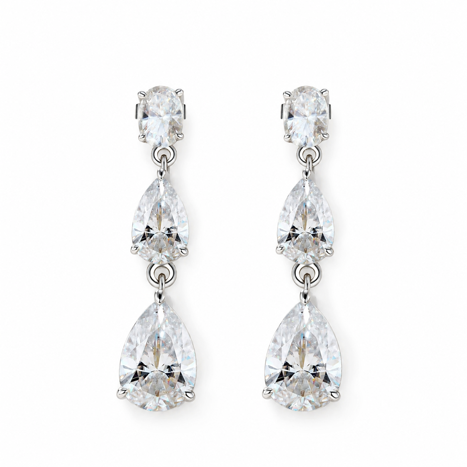 Loreen White Oval Teardrop Moissanite Drop Earrings