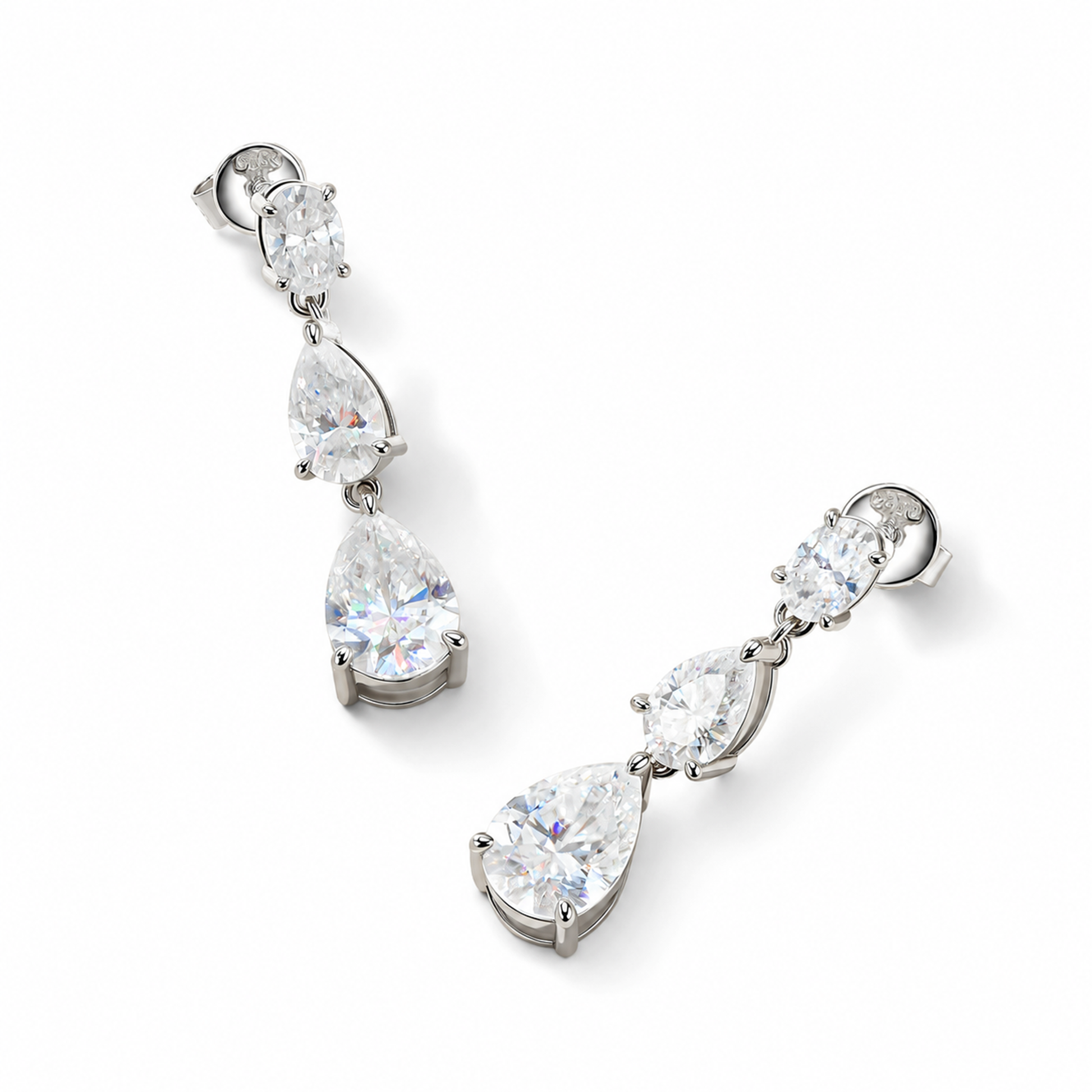 Loreen White Oval Teardrop Moissanite Drop Earrings