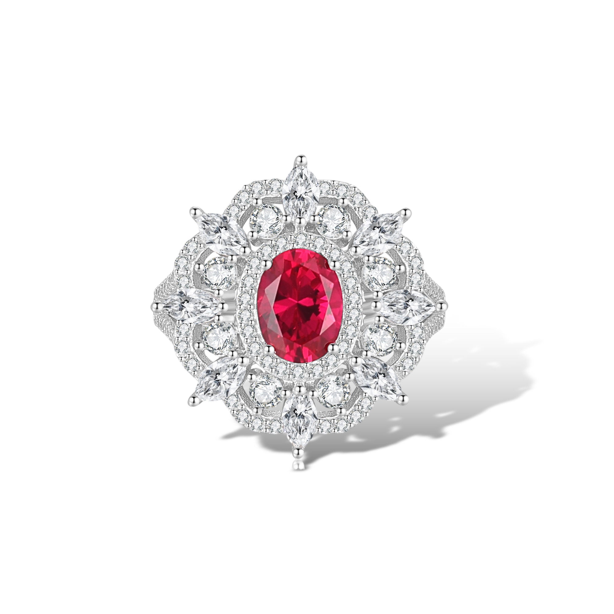 Lueur Ruby Floral Brillante Ring