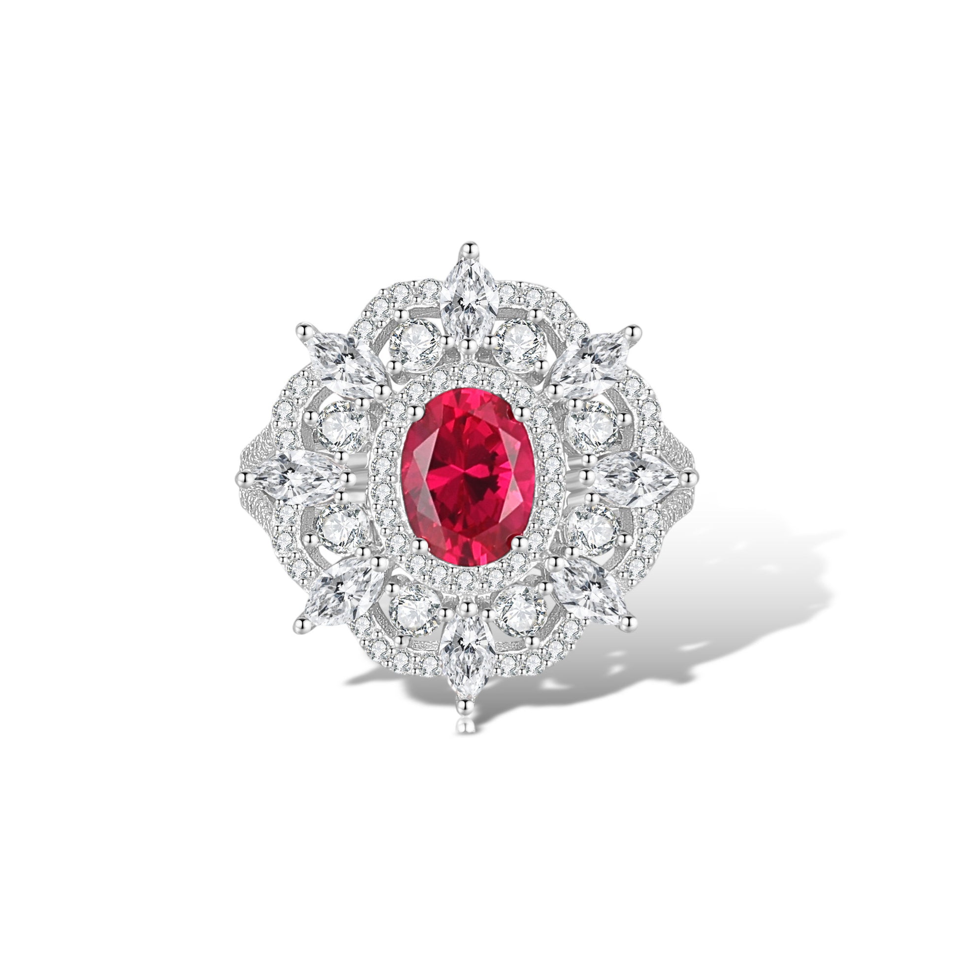 Lueur Ruby Floral Brillante Ring