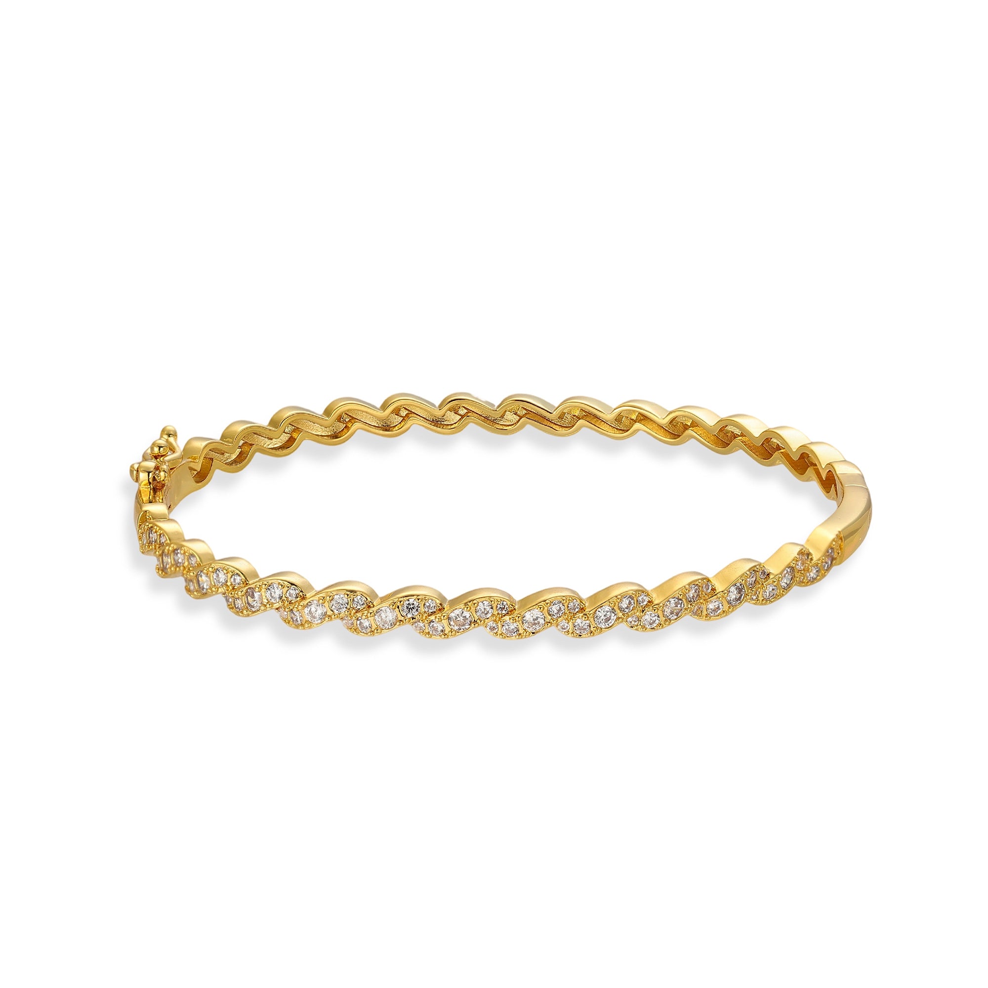 Lydia 14K Gold Wave Bangle