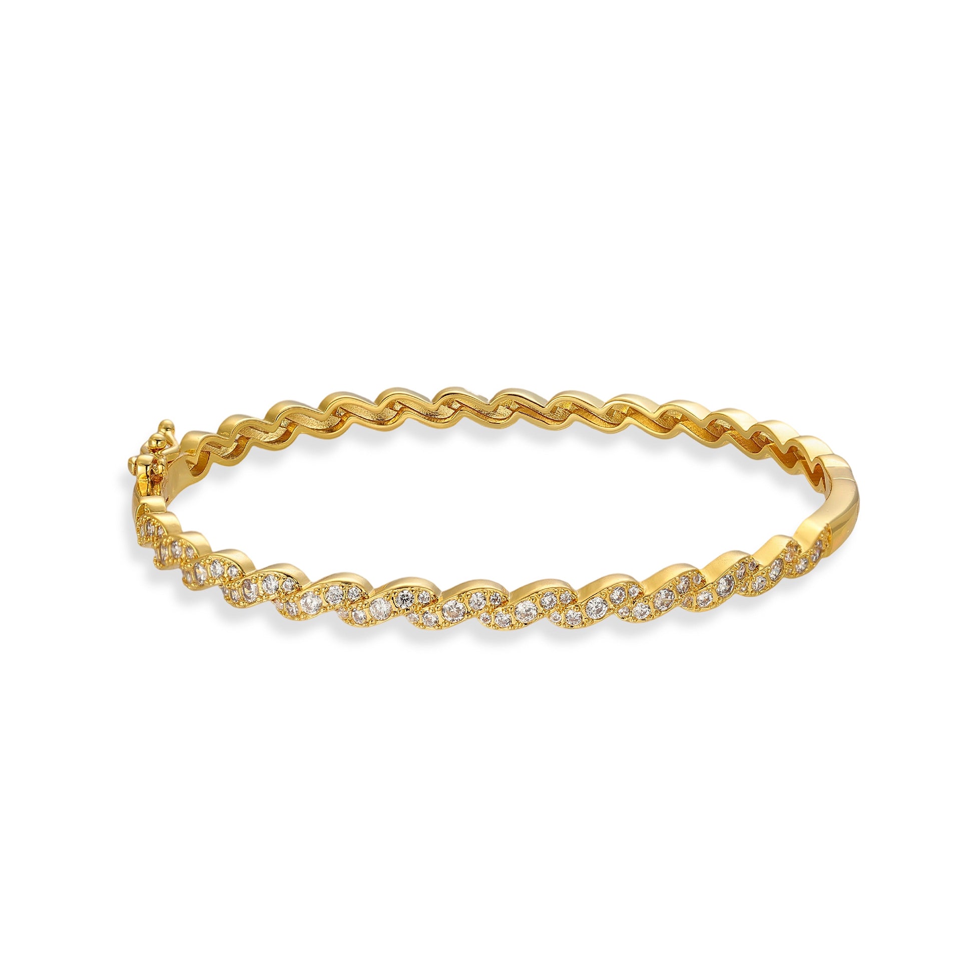 Lydia 14K Gold Wave Bangle