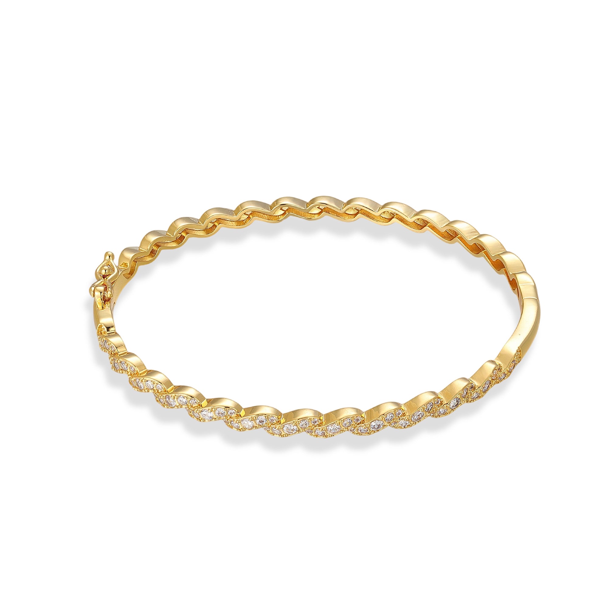 Lydia 14K Gold Wave Bangle