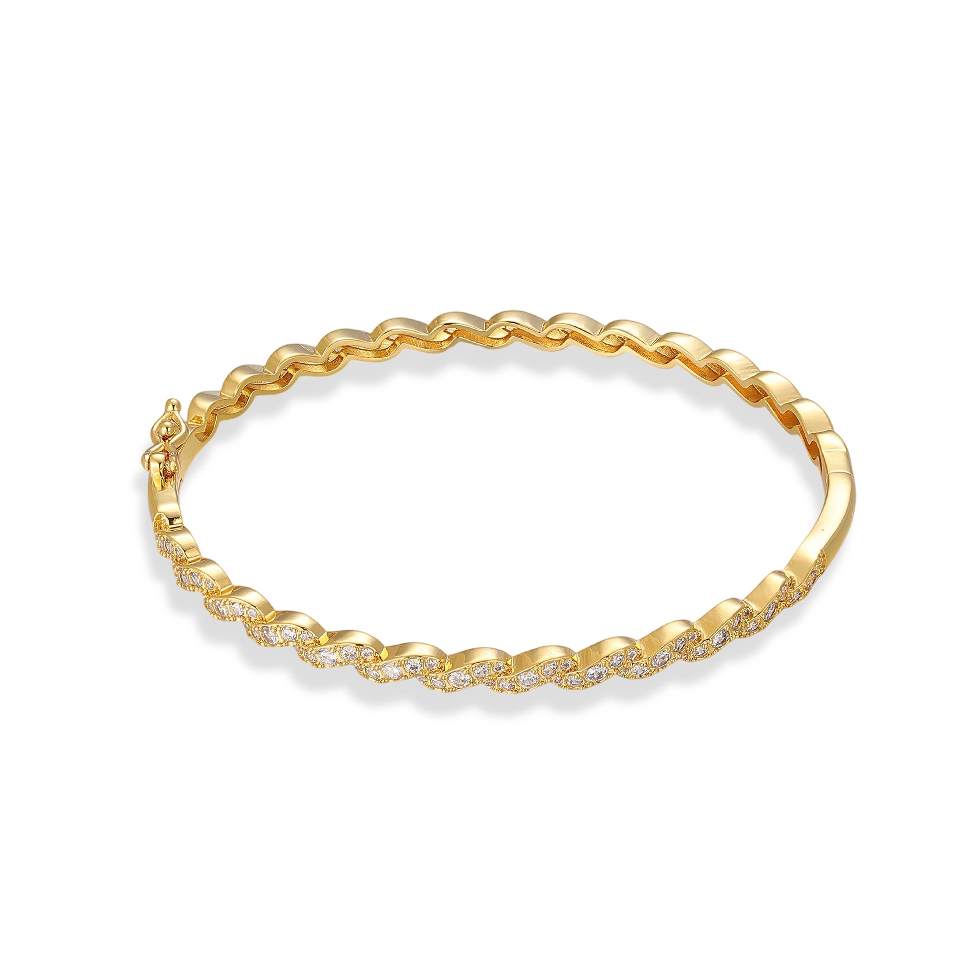 Lydia 14K Gold Wave Bangle