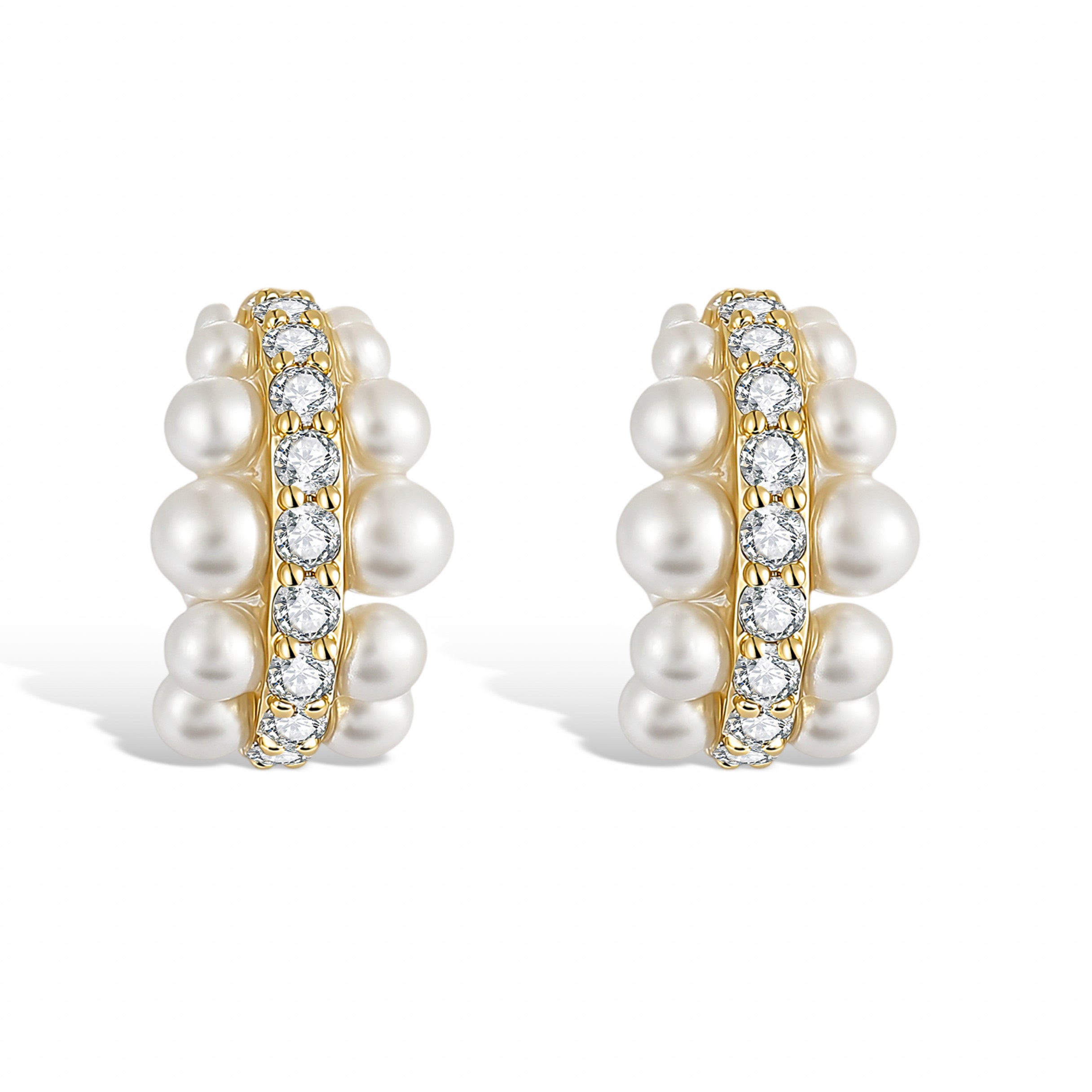 Maëva White Pearl C-Hoop Earrings