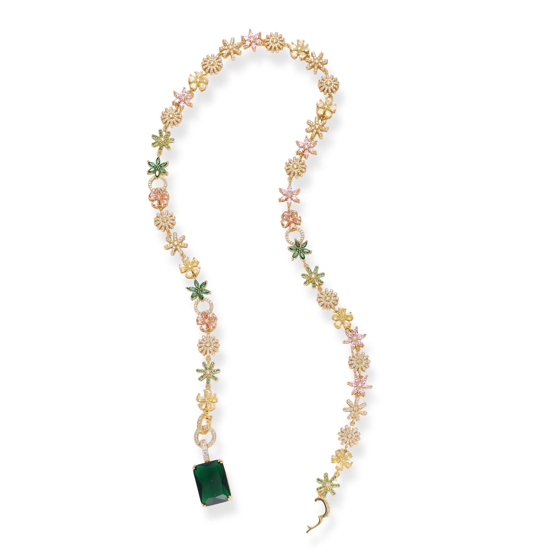 Magdalena Multicolor Floral Rectangular Necklace