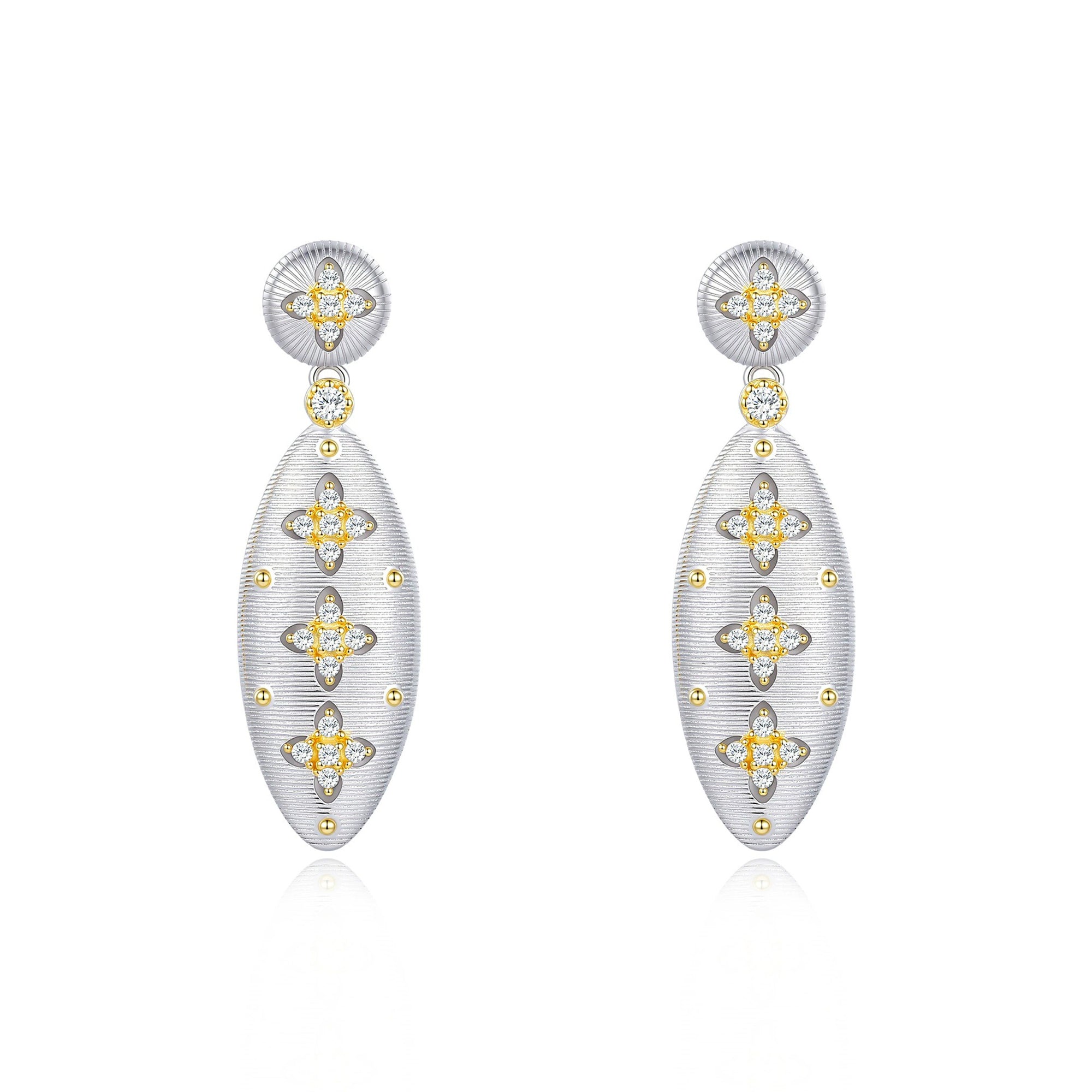 Magdalene Silver Trèfle Moissanite Drop Earrings