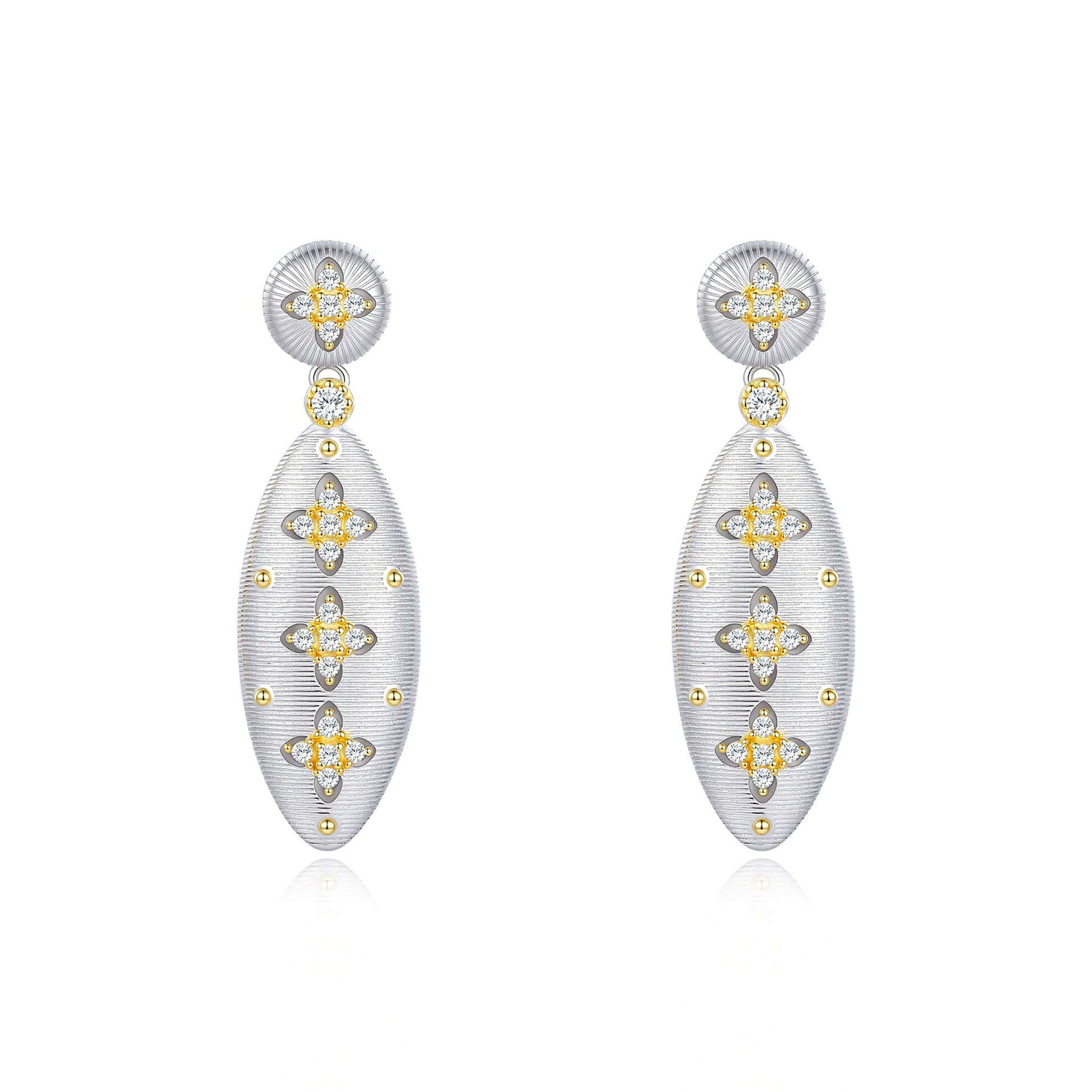 Magdalene Silver Trèfle Moissanite Drop Earrings