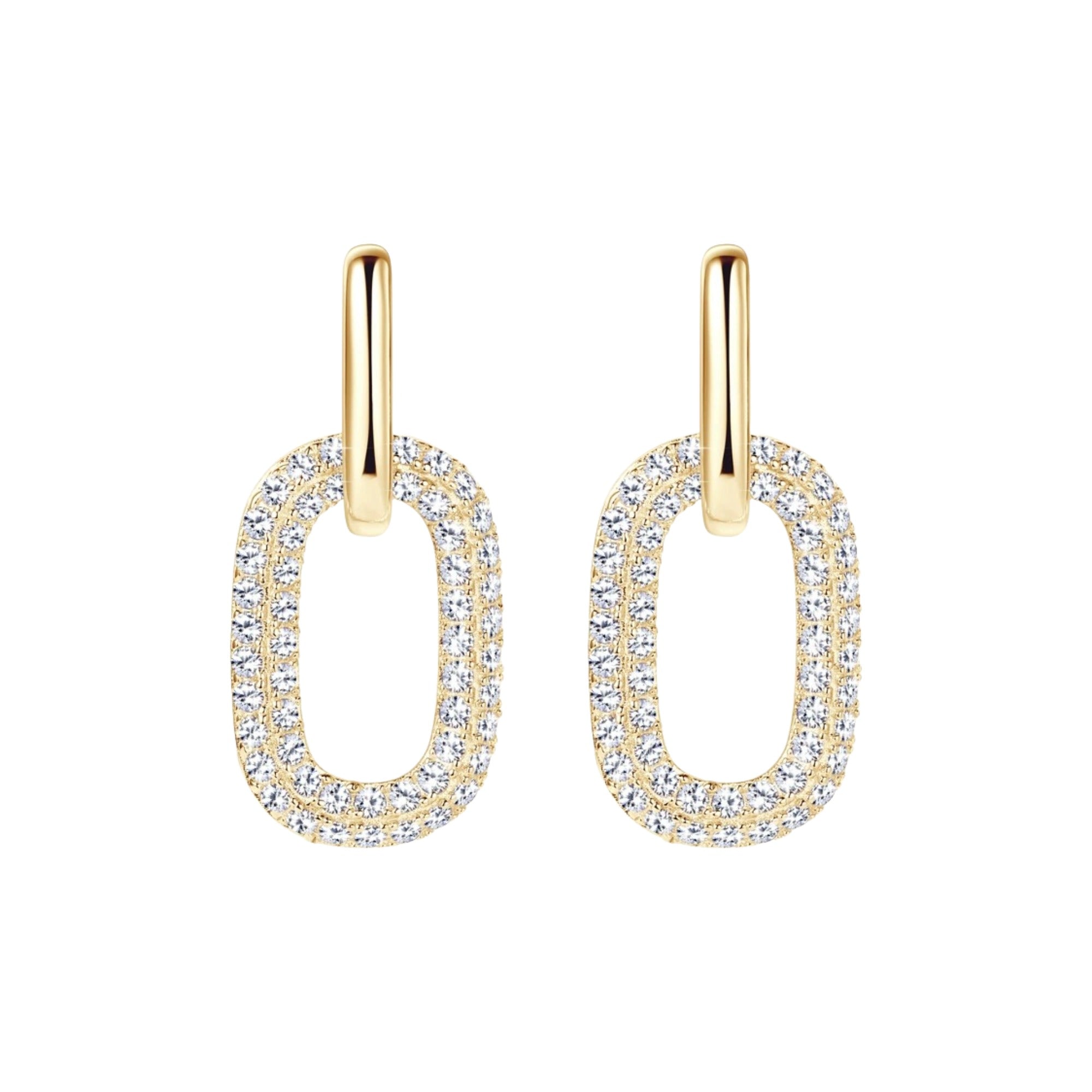 Maglind 14K Gold Double Link Moissanite Earrings