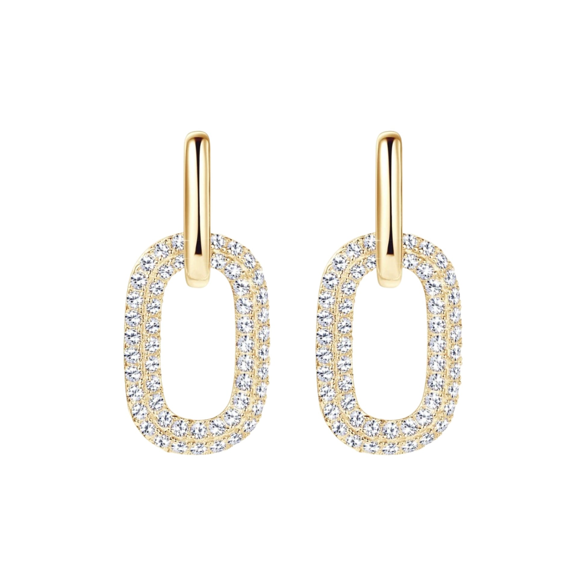 Maglind 14K Gold Double Link Moissanite Earrings