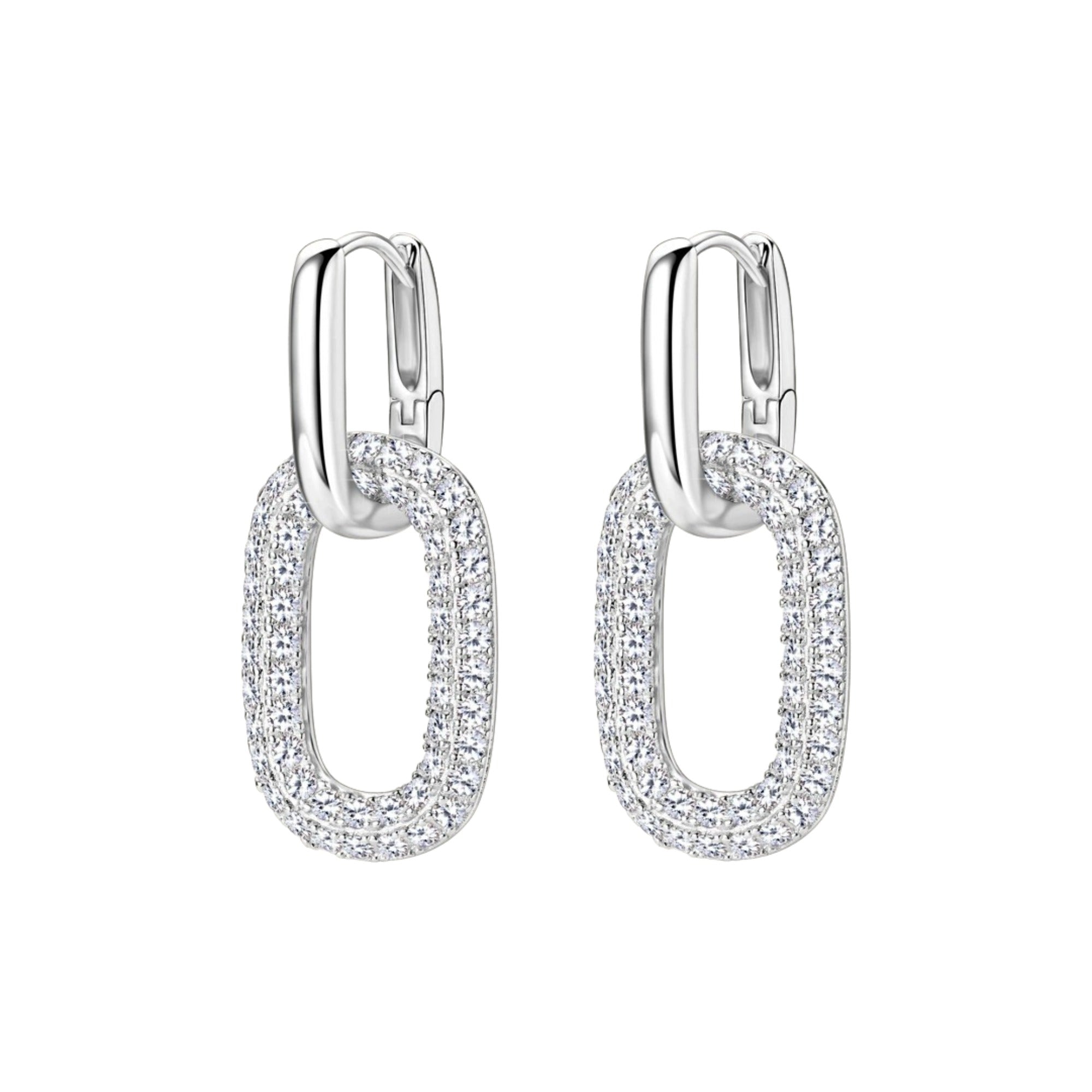 Maglind 14K Gold Double Link Moissanite Earrings