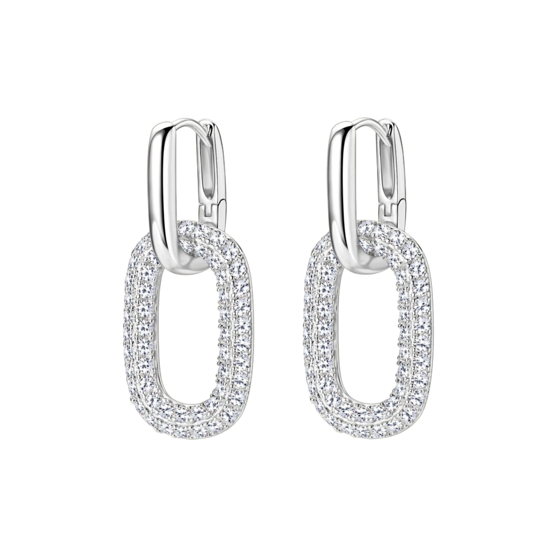 Maglind 14K Gold Double Link Moissanite Earrings