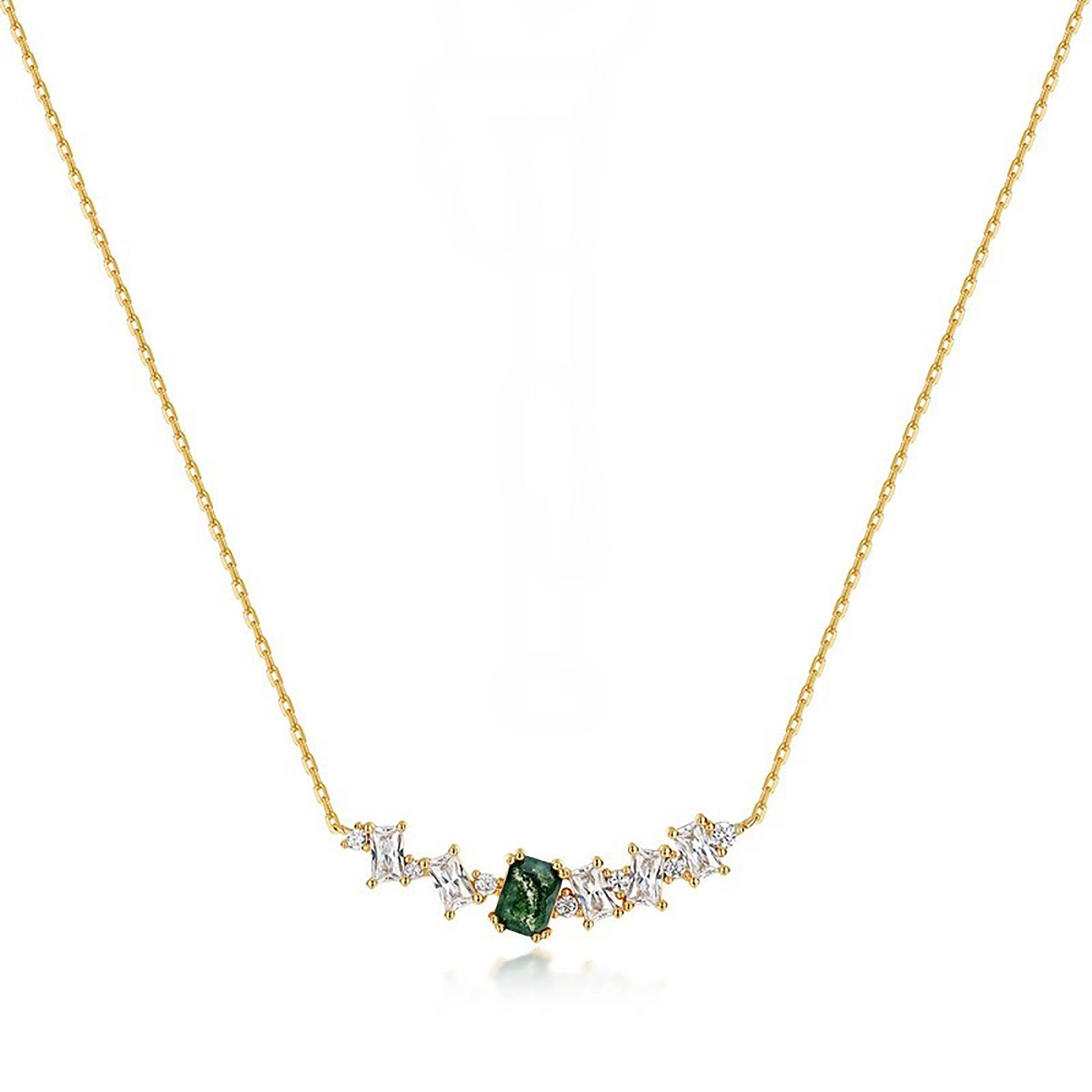 Maïa Baguette Moss Necklace