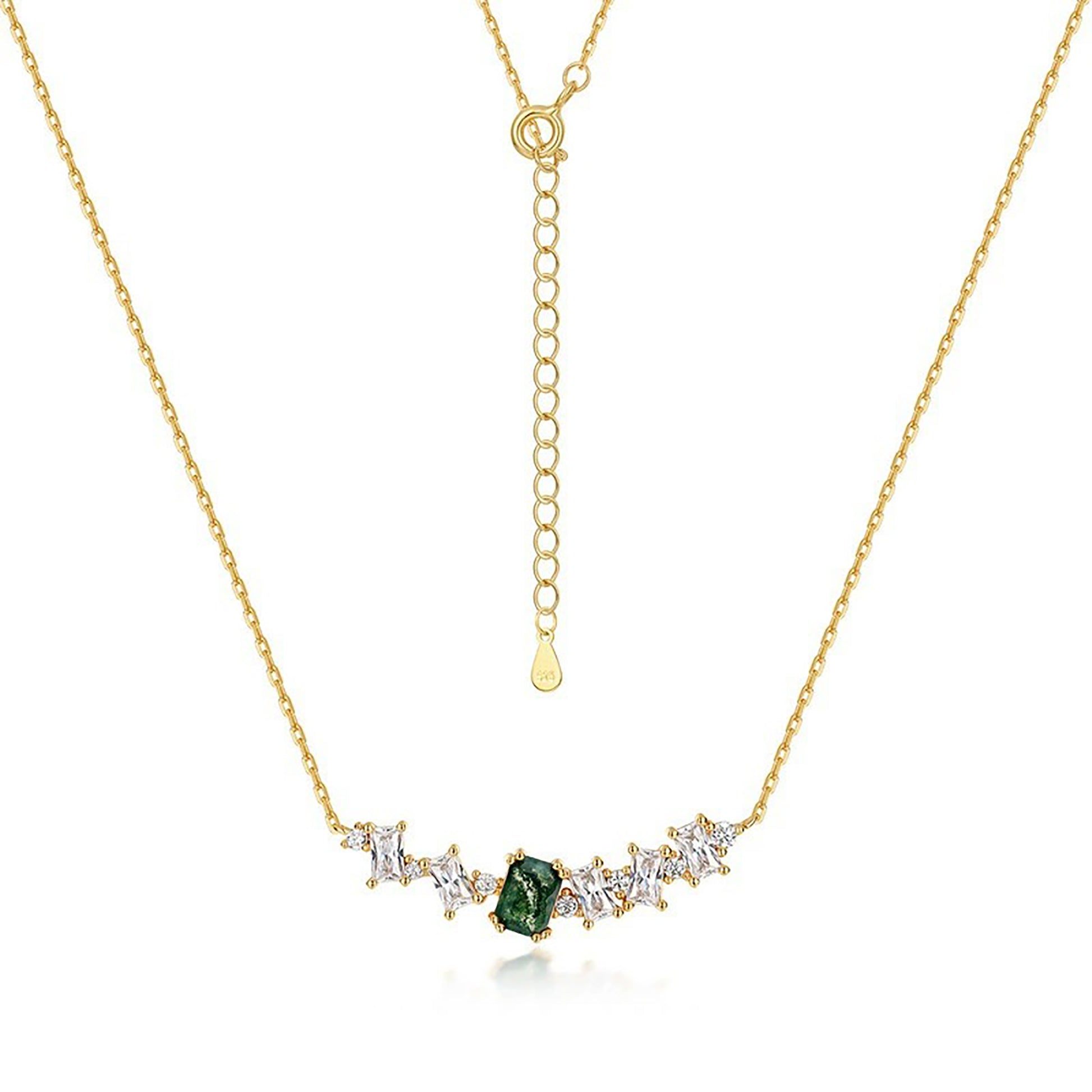 Maïa Baguette Moss Necklace