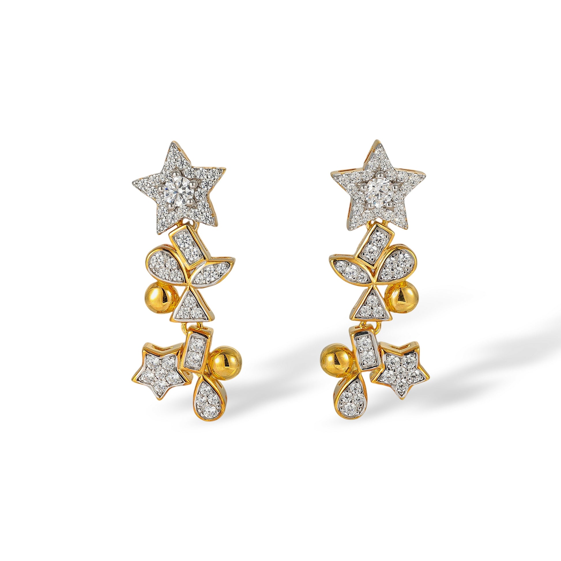 Maike 18K Gold Star Mixed Shape Drop Earrings