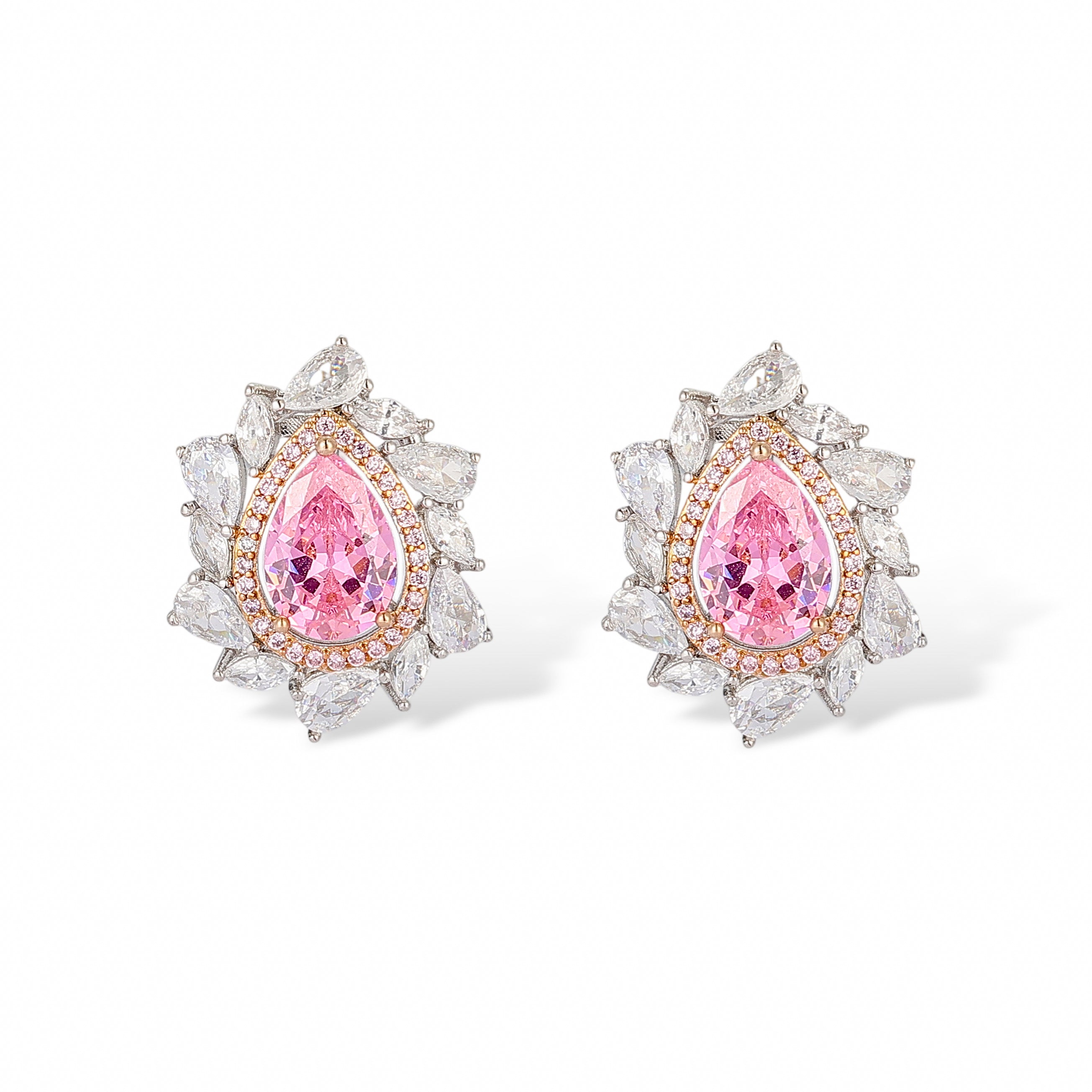 Margaux Pink Teardrop Stud Earrings