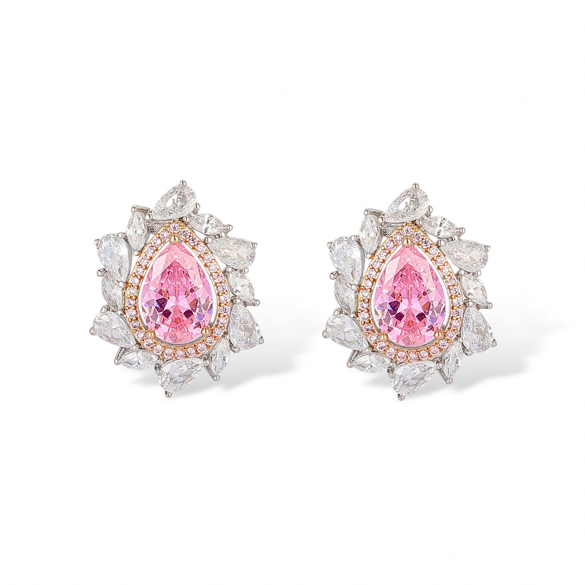 Margaux Pink Teardrop Stud Earrings