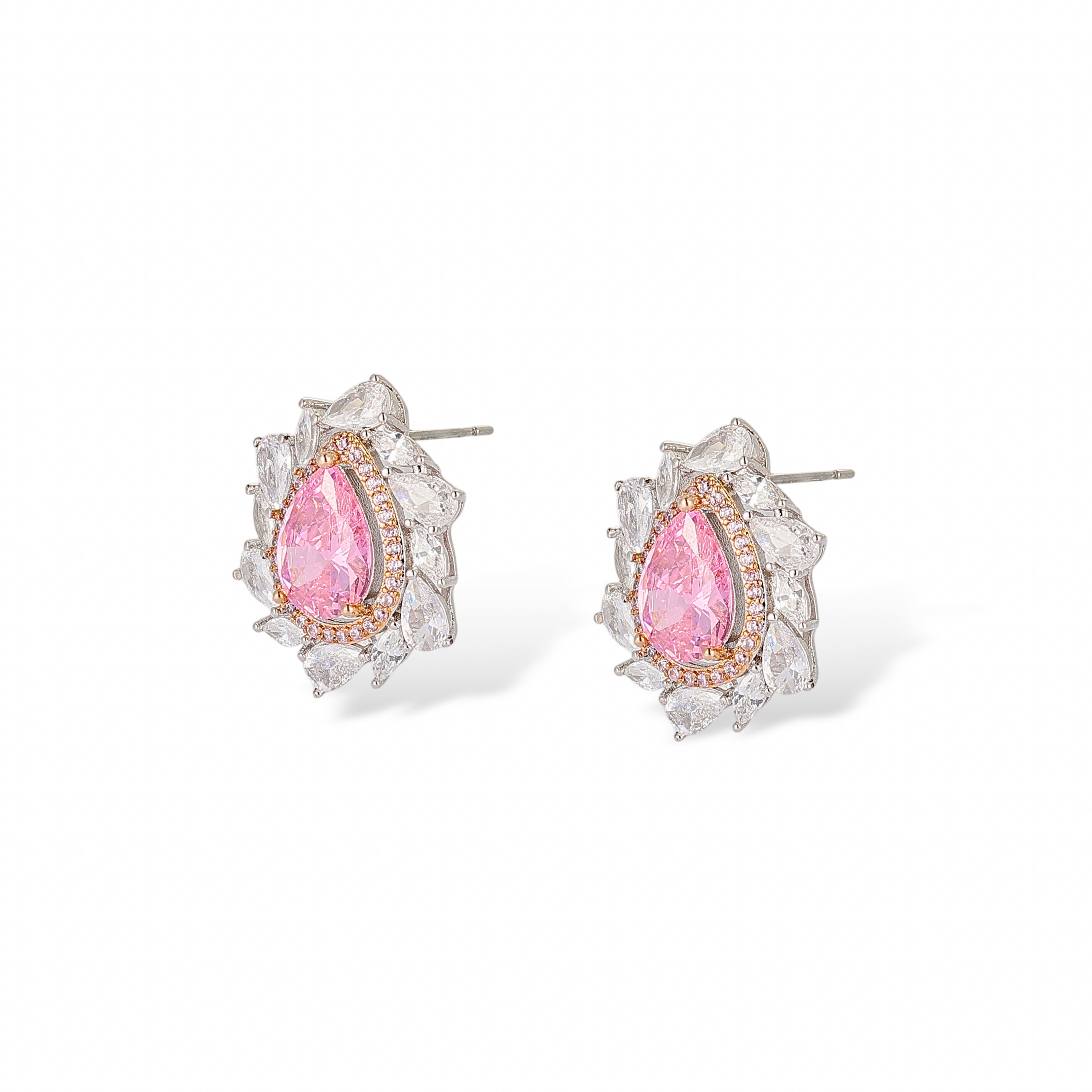 Margaux Pink Teardrop Stud Earrings