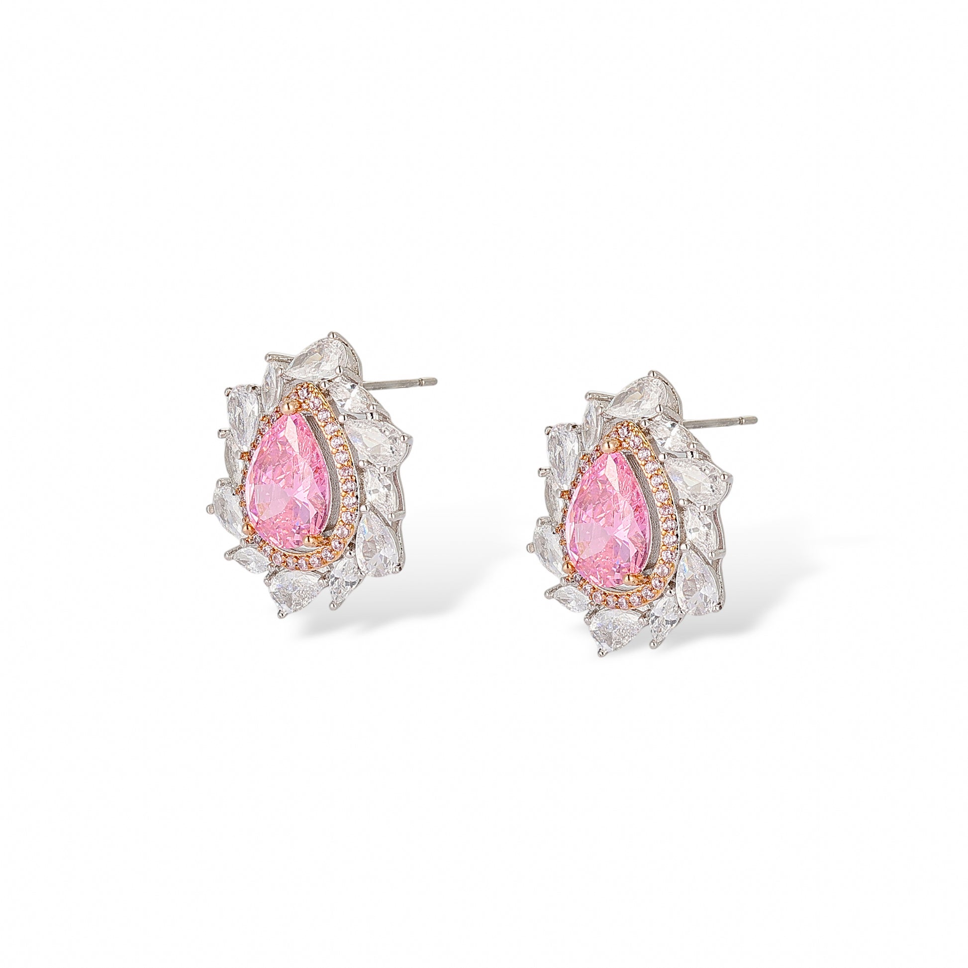 Margaux Pink Teardrop Stud Earrings