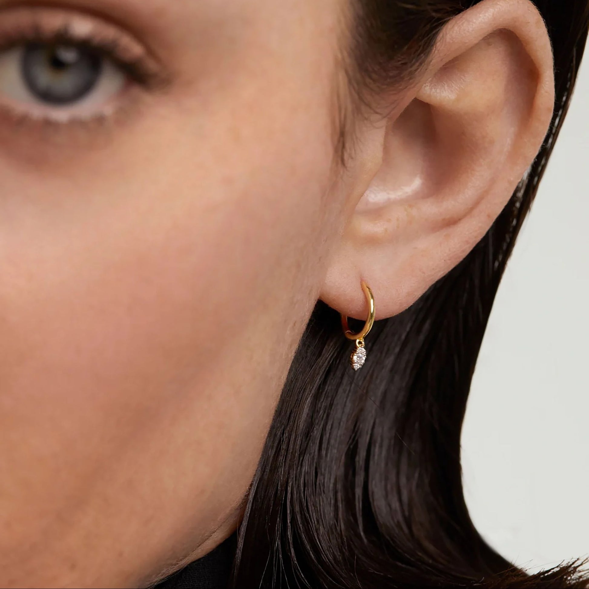 Marieke 18K Gold Marquise Huggie Earrings