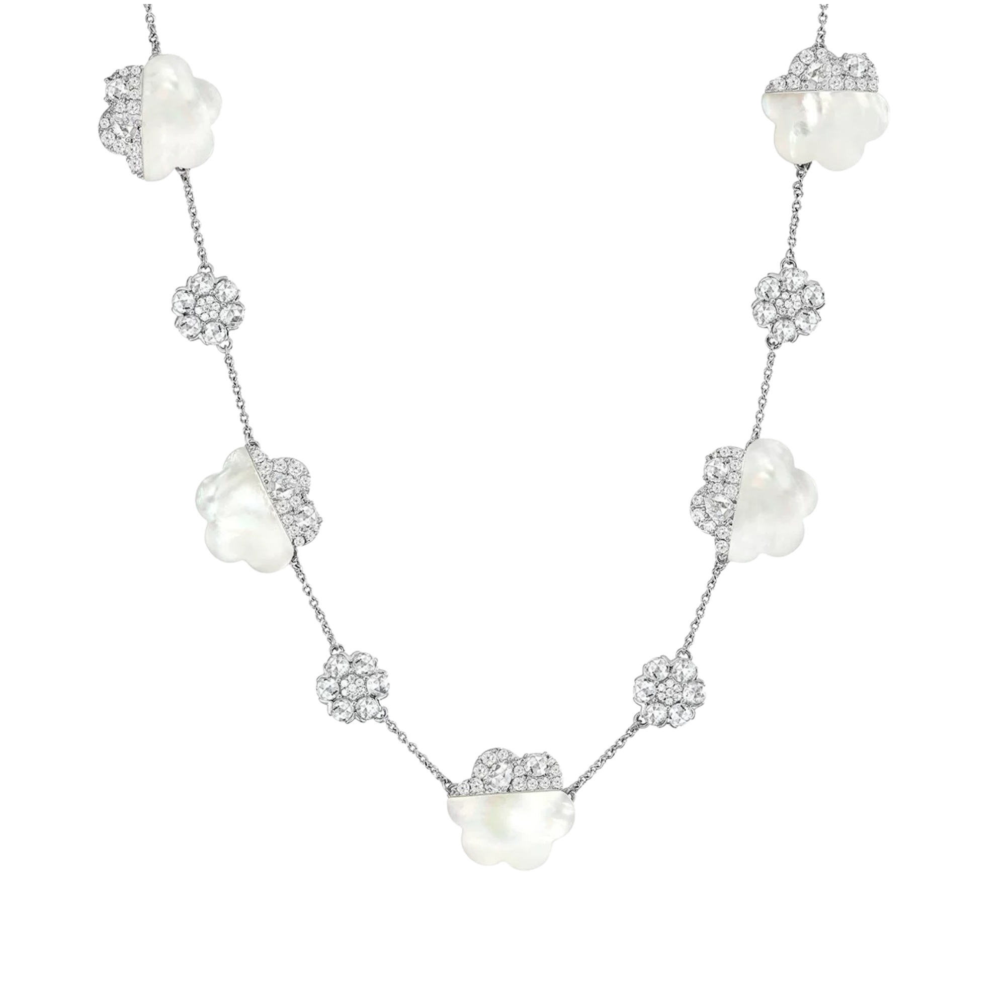 Marleen White Mother-of-Pearl Floral Choker Necklace
