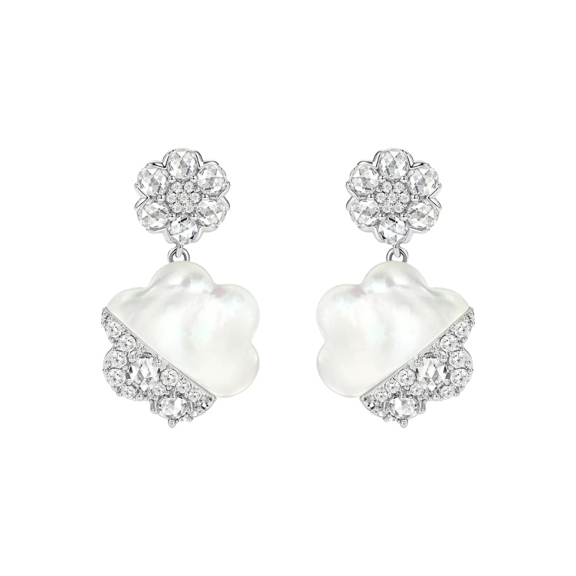 Marleen White Mother-of-Pearl Floral Drop Earrings
