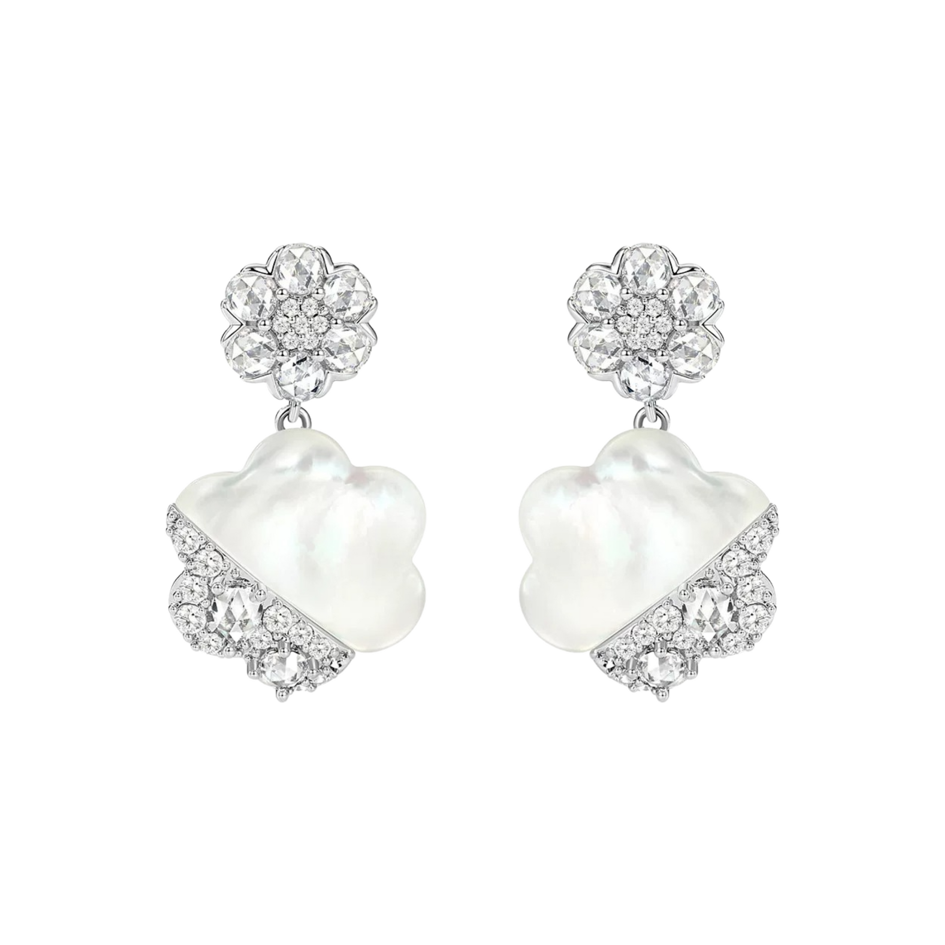 Marleen White Mother-of-Pearl Floral Drop Earrings
