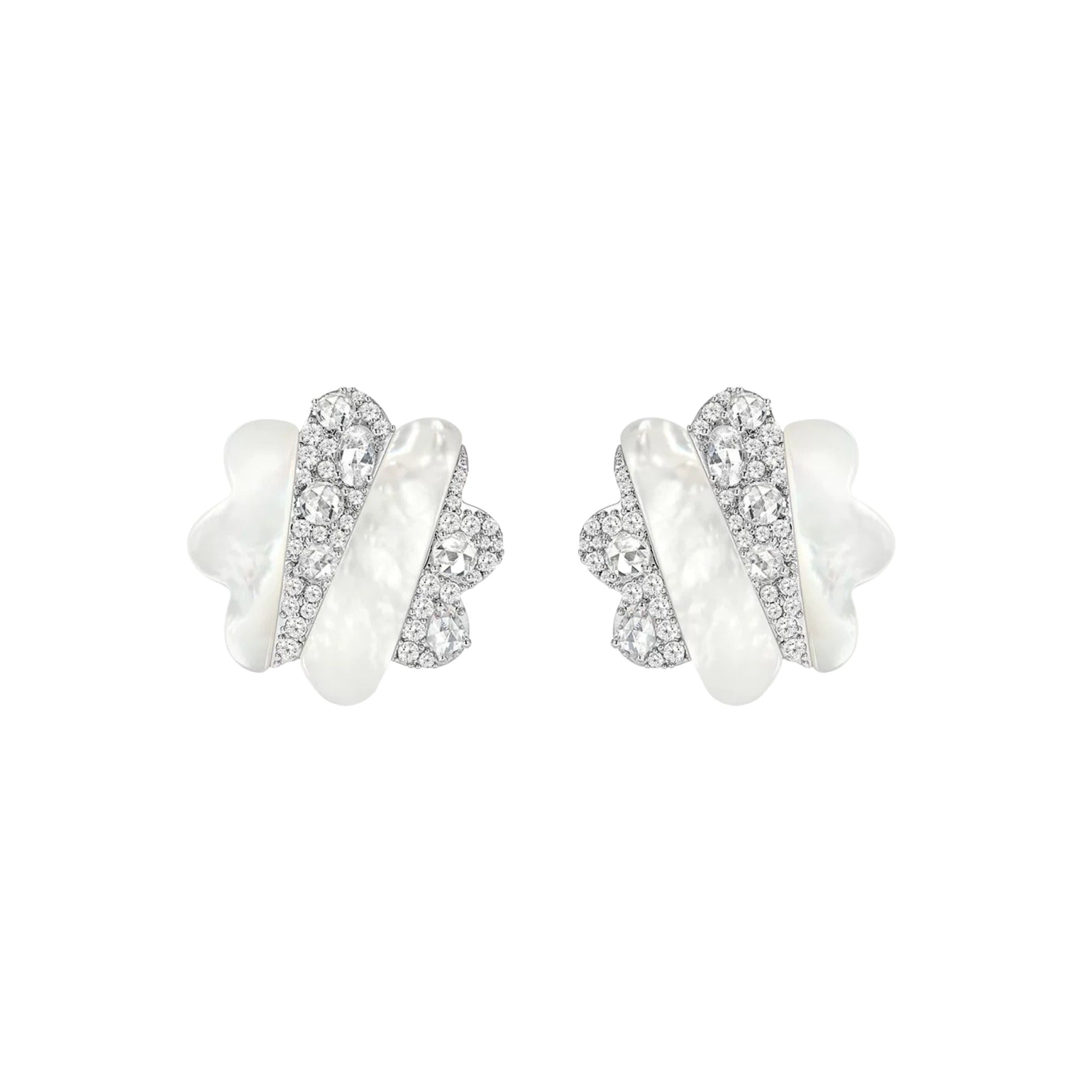 Marleen White Mother-of-Pearl Floral Stud Earrings