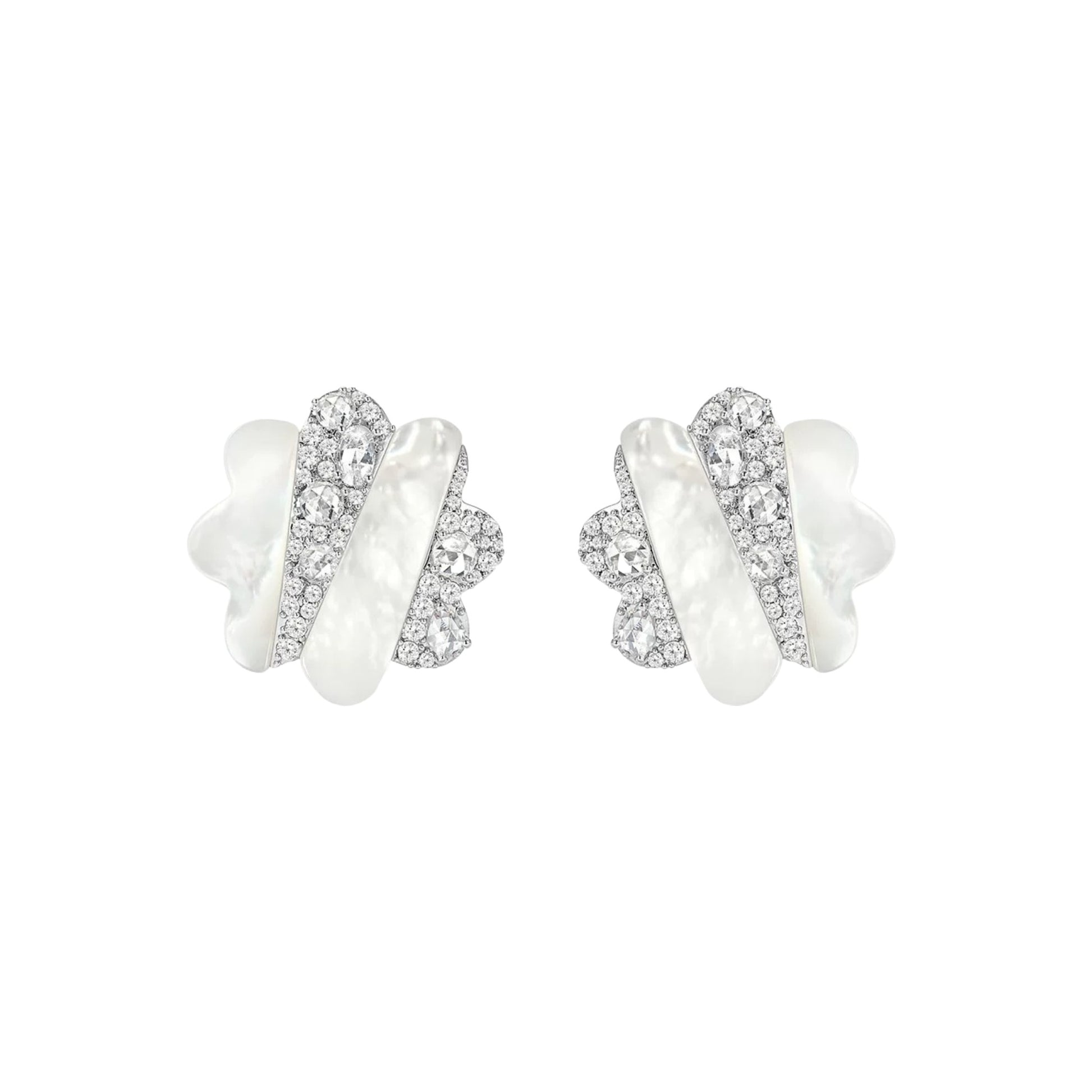 Marleen White Mother-of-Pearl Floral Stud Earrings